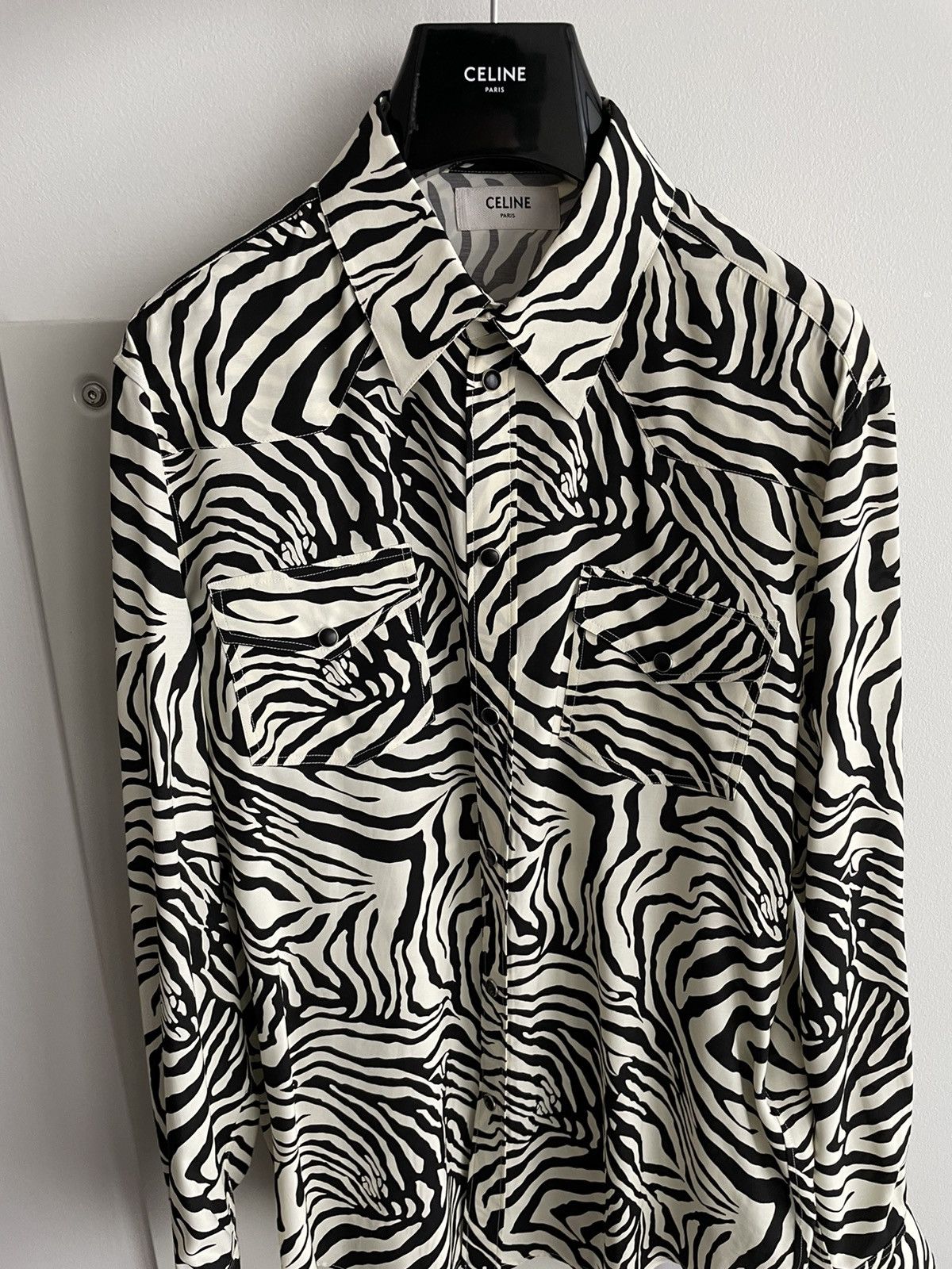 Celine × Hedi Slimane × Yves Saint Laurent $1k+ Limited Runway 2019 FW Hedi Slimane Runway Zebra Shirt Size US M / EU 48-50 / 2 - 9 Thumbnail