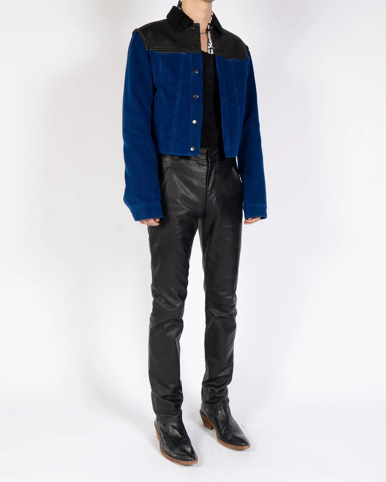 Haider Ackermann FW19 Blue Cord & Leather Jacket Size US S / EU 44-46 / 1 - 8 Thumbnail