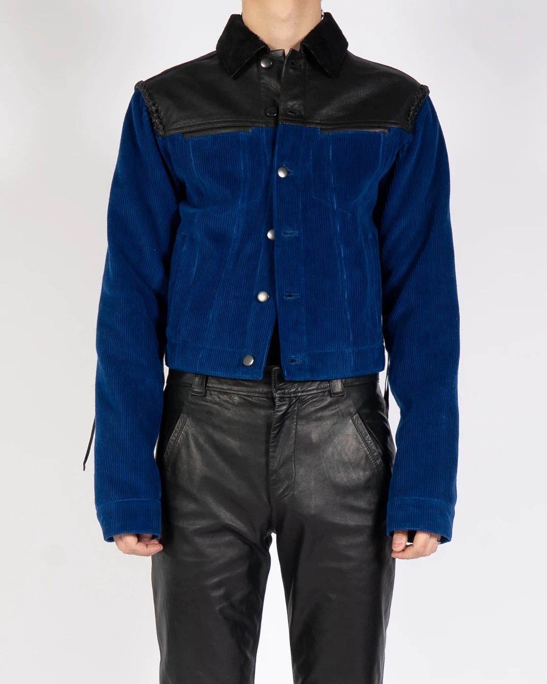 Haider Ackermann FW19 Blue Cord & Leather Jacket Size US S / EU 44-46 / 1 - 5 Thumbnail