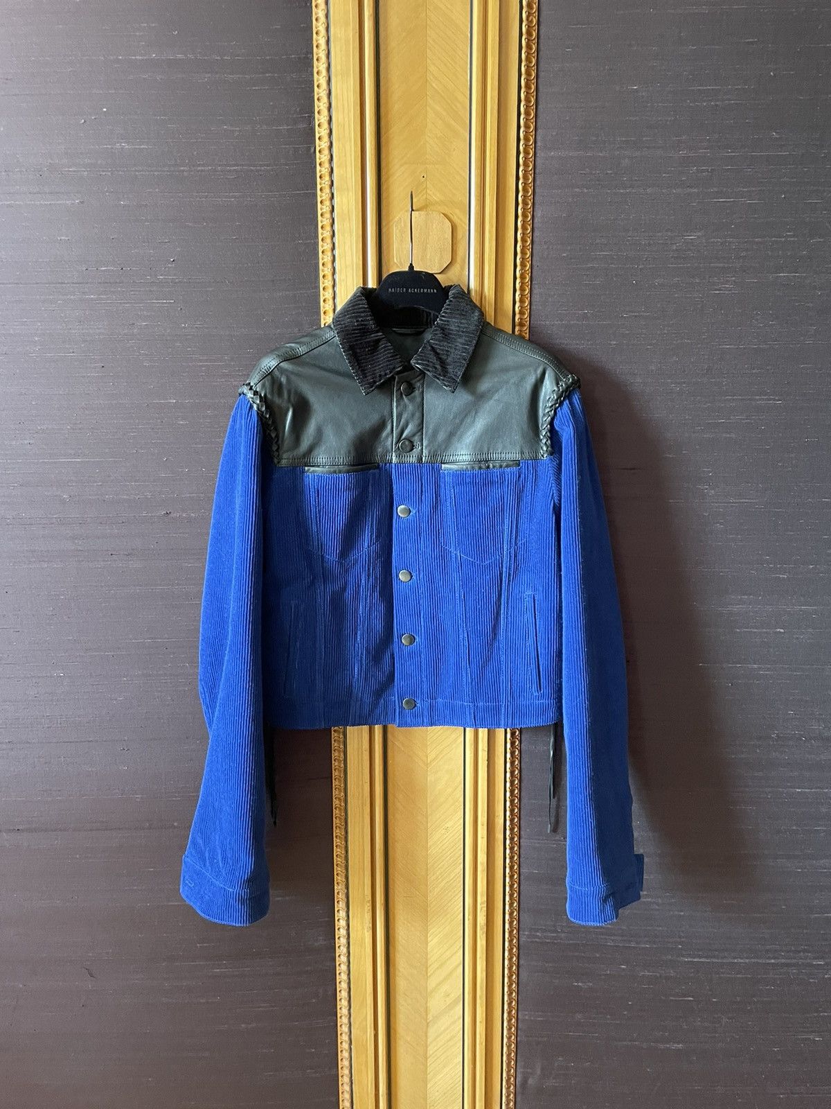 Haider Ackermann FW19 Blue Cord & Leather Jacket | Grailed