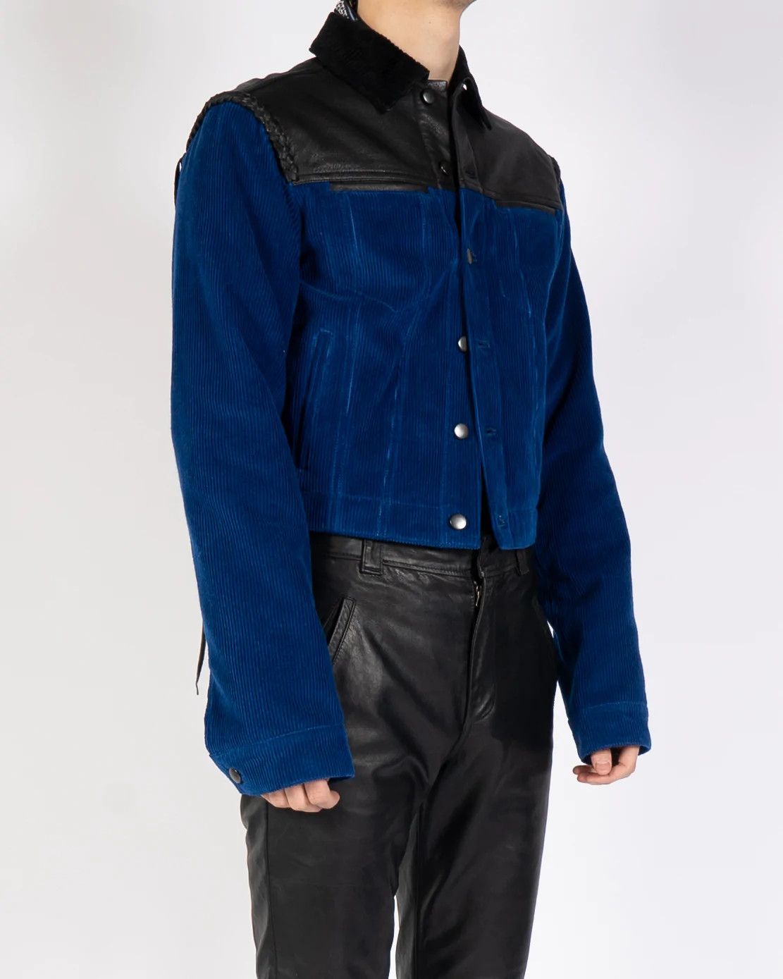 Haider Ackermann FW19 Blue Cord & Leather Jacket Size US S / EU 44-46 / 1 - 6 Thumbnail
