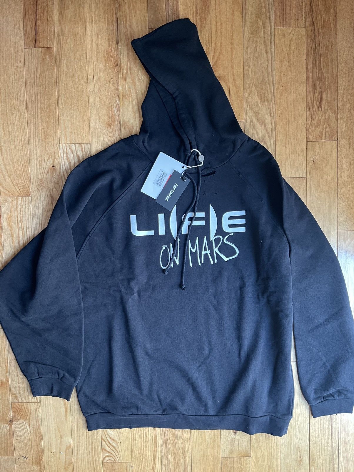 image of Raf Simons Life On Mars Oversized Hoodie in Black, Men's (Size Small)