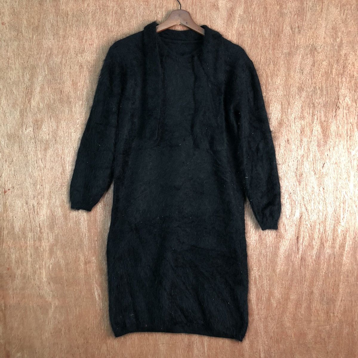 image of Aran Isles Knitwear Long Shag Shaggy Fur Mohair Knitwear 6558 in Black (Size Medium)