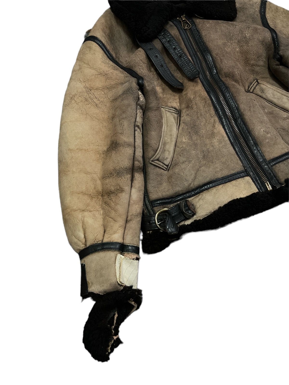 Vintage VINTAGE THRASHED B3 SHEEPSKIN JACKET BY ORCHARD MOTORCYCLE Size US M / EU 48-50 / 2 - 2 Thumbnail