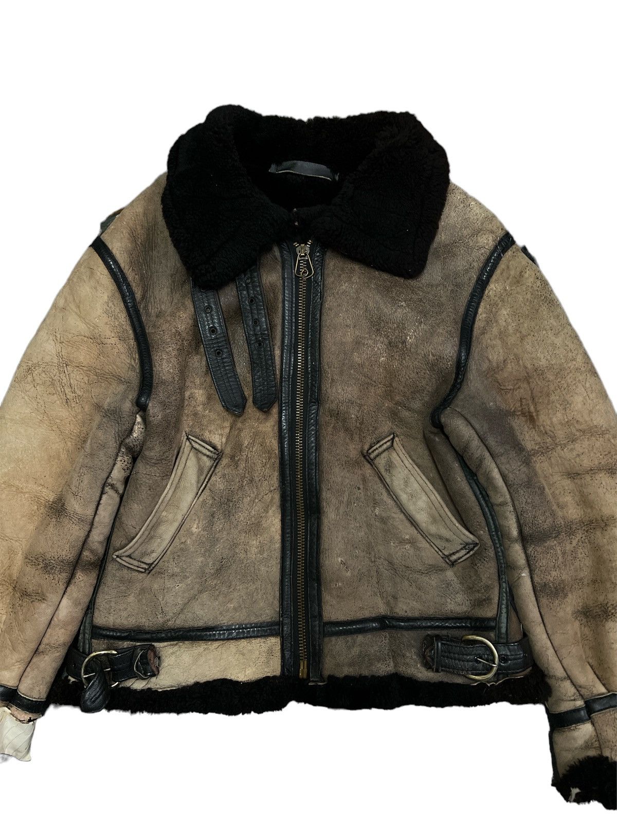 Vintage VINTAGE THRASHED B3 SHEEPSKIN JACKET BY ORCHARD MOTORCYCLE Size US M / EU 48-50 / 2 - 4 Thumbnail