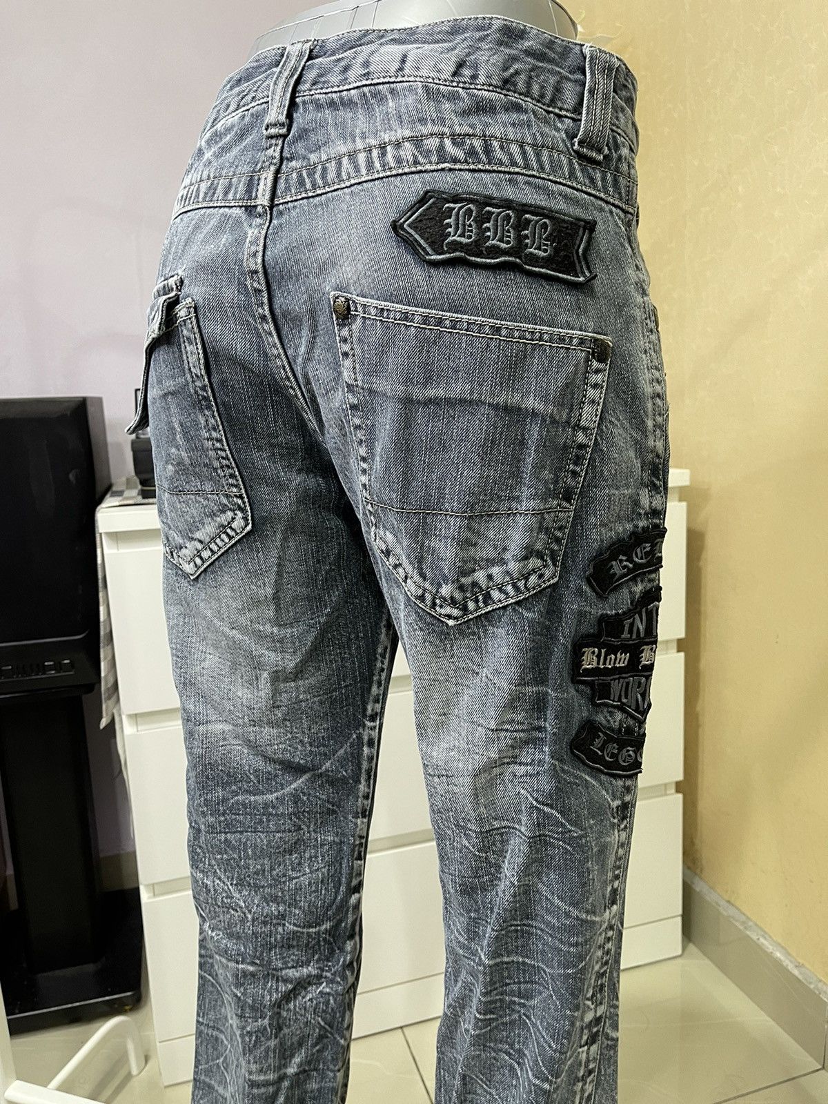 Japanese Brand × Vintage Special Design🔥Vintage Blow By Blue(BBB)Patches Logo Jeans Size US 31 - 2 Thumbnail