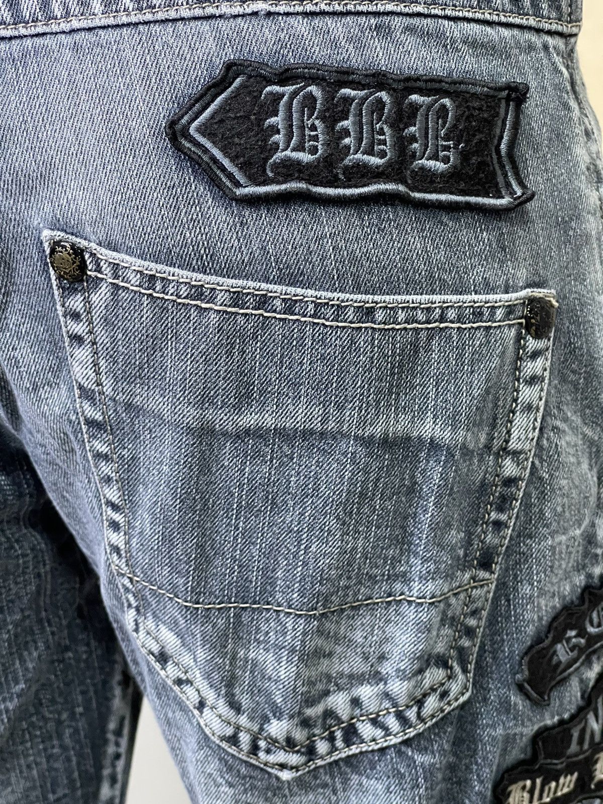 Japanese Brand × Vintage Special Design🔥Vintage Blow By Blue(BBB)Patches Logo Jeans Size US 31 - 15 Thumbnail