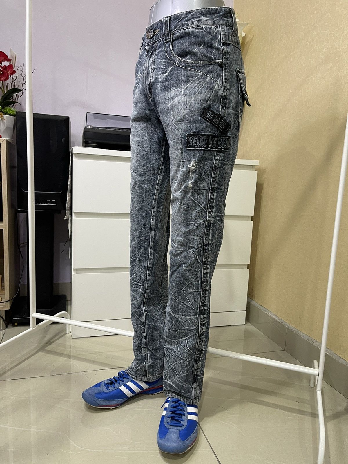 Japanese Brand × Vintage Special Design🔥Vintage Blow By Blue(BBB)Patches Logo Jeans Size US 31 - 5 Thumbnail
