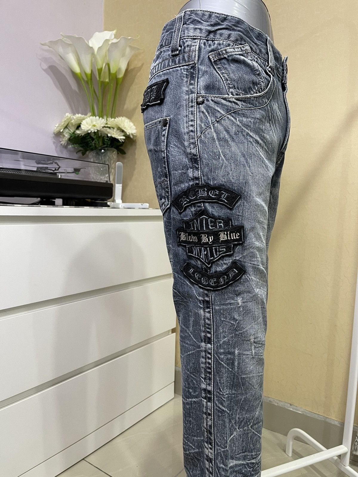Japanese Brand × Vintage Special Design🔥Vintage Blow By Blue(BBB)Patches Logo Jeans Size US 31 - 9 Thumbnail