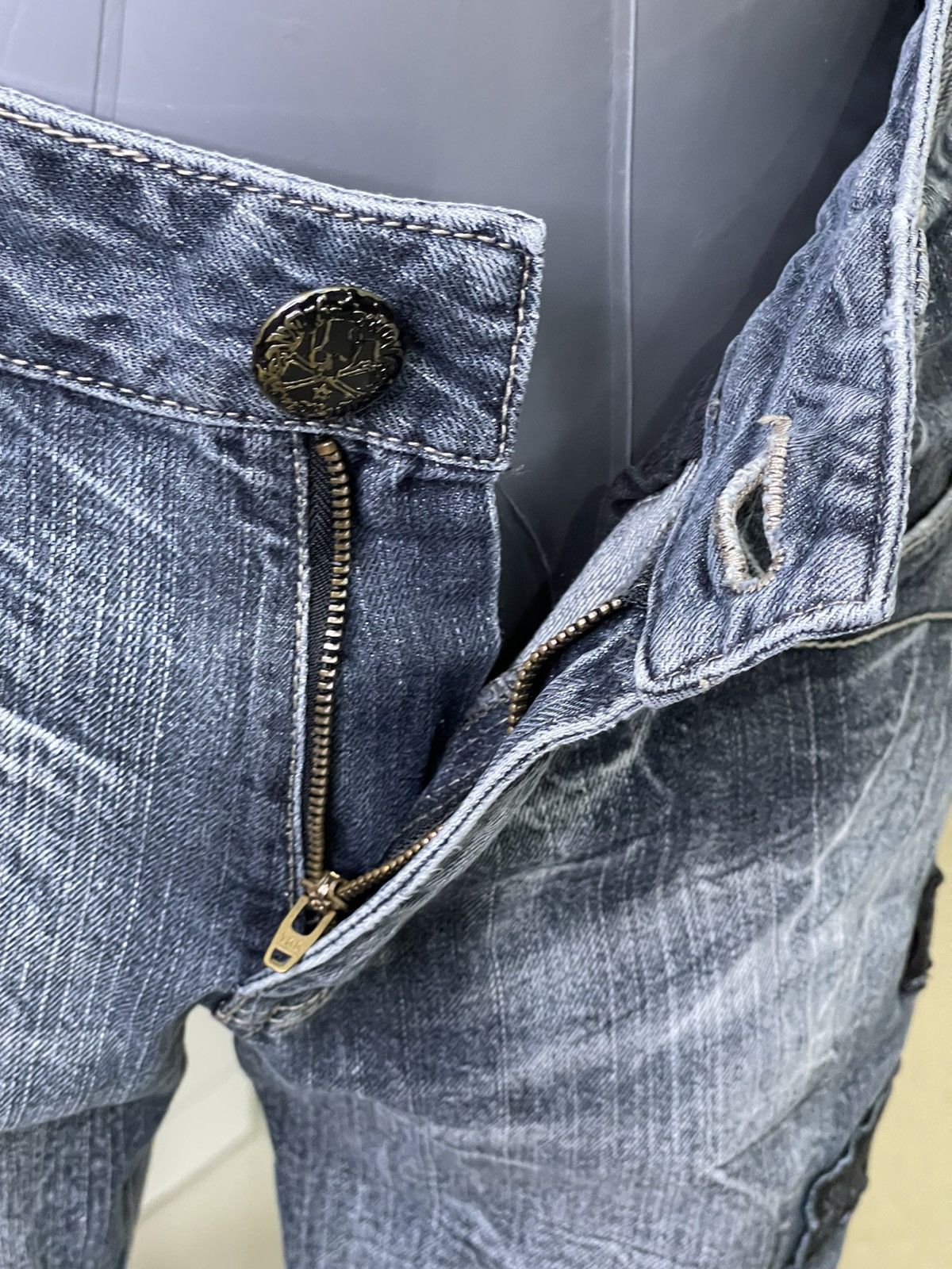 Japanese Brand × Vintage Special Design🔥Vintage Blow By Blue(BBB)Patches Logo Jeans Size US 31 - 12 Thumbnail