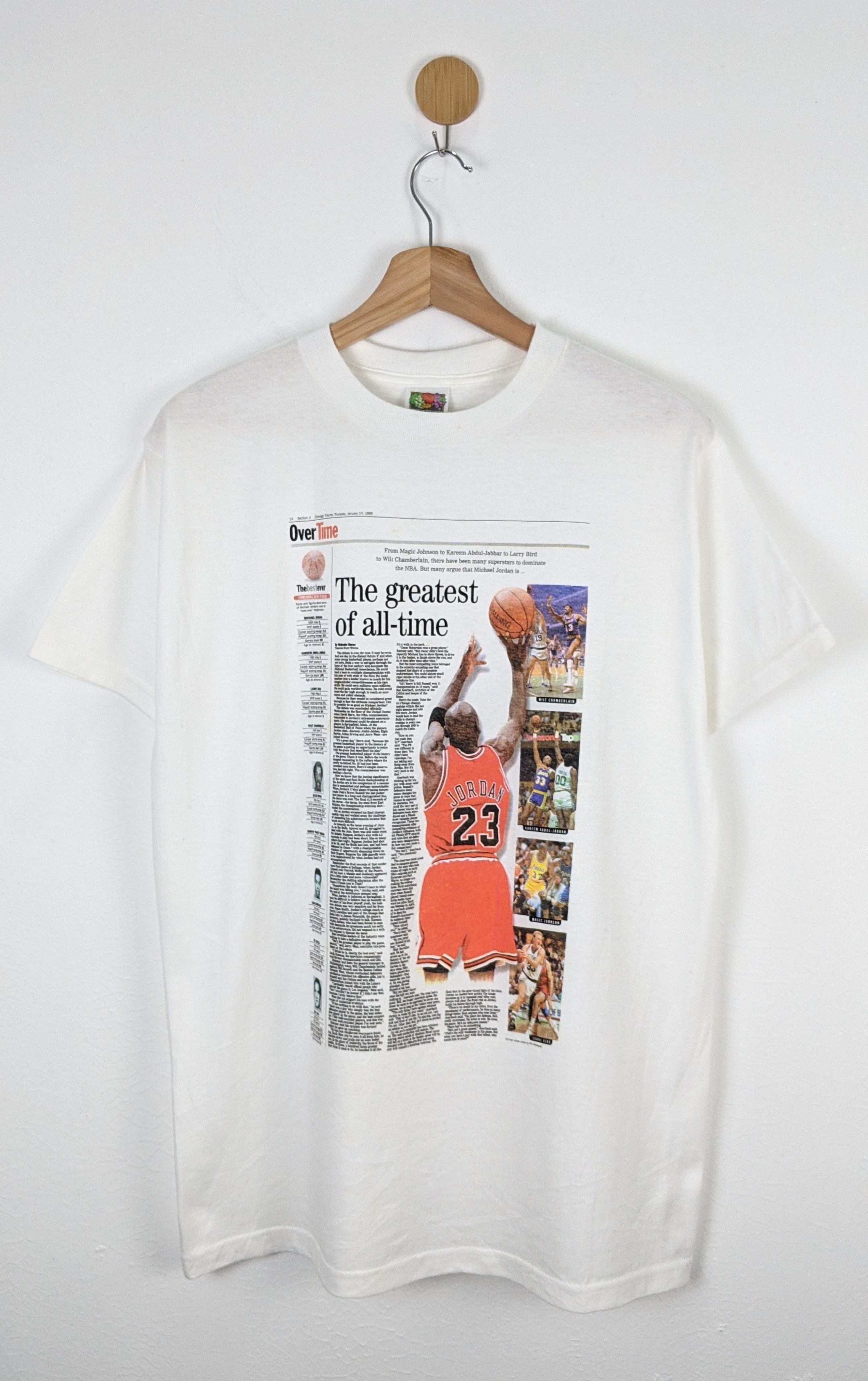 image of Vintage Michael Jordan News Championship Chicago Bulls 90's in White, Men's (Size Medium)