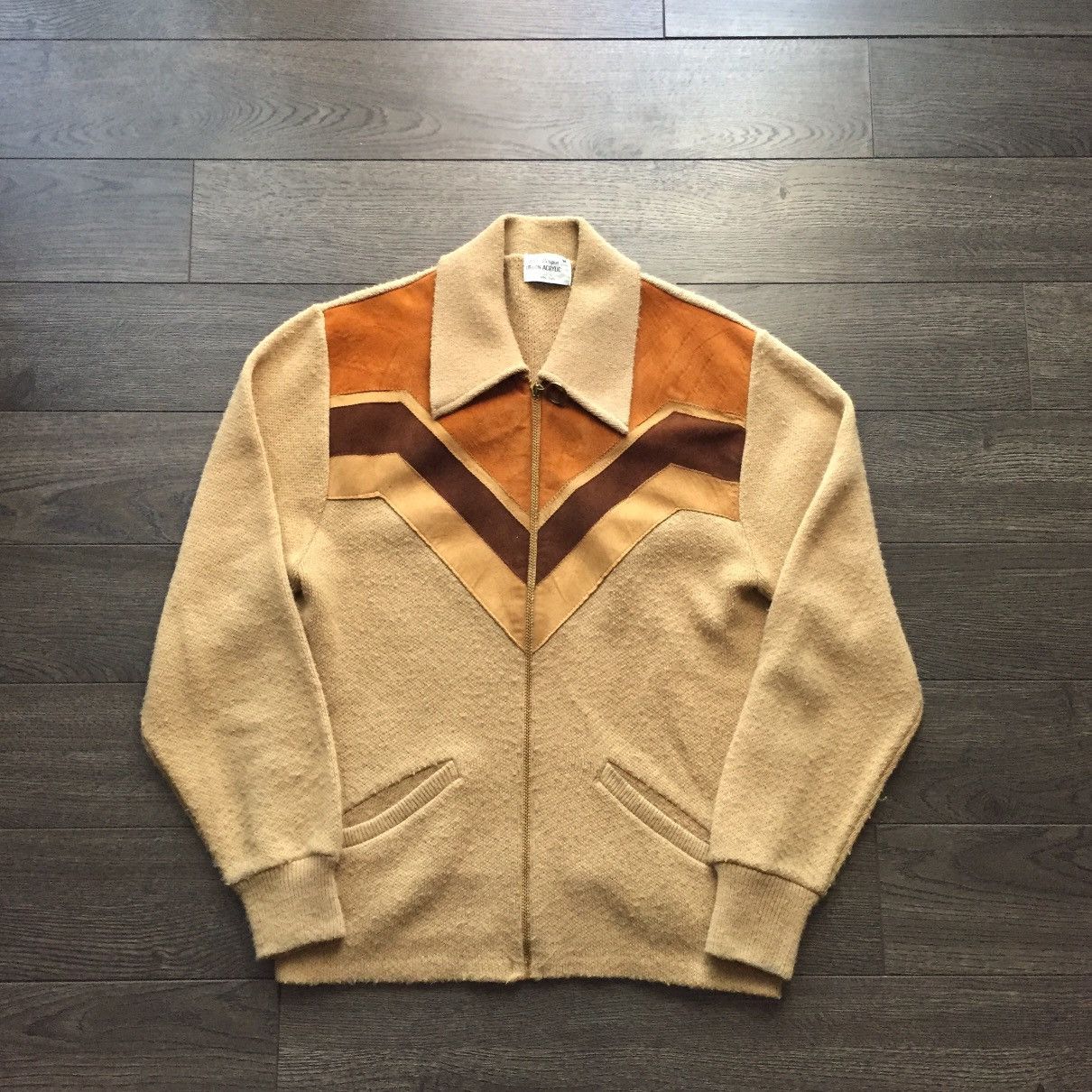 Vintage Vintage 70s Brown Suede Talon Zip Up Knit Sweater Size US M / EU 48-50 / 2 - 1 Thumbnail