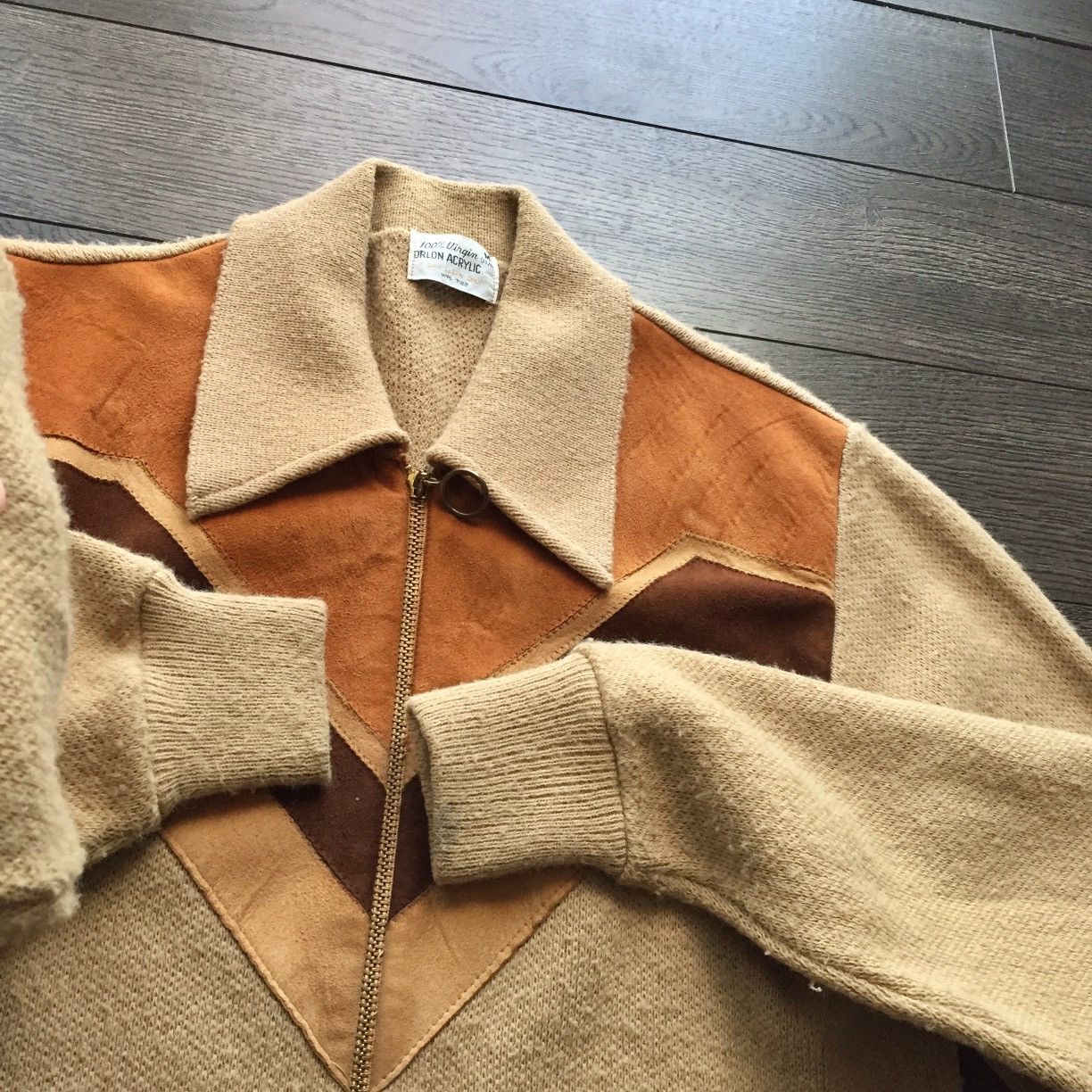 Vintage Vintage 70s Brown Suede Talon Zip Up Knit Sweater Size US M / EU 48-50 / 2 - 3 Thumbnail