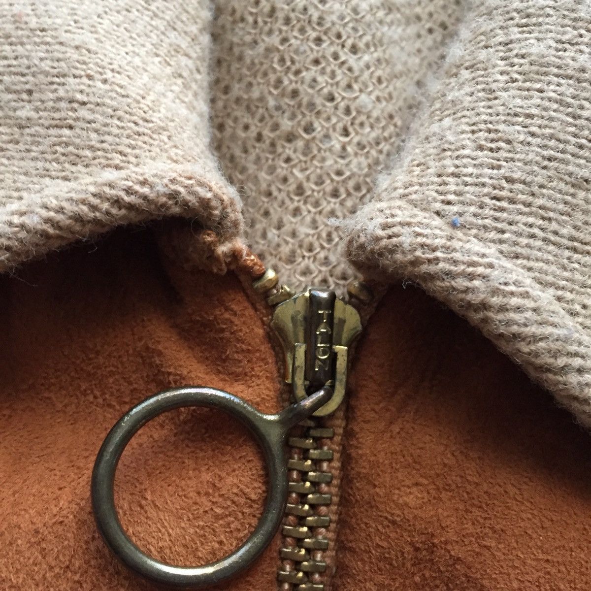 Vintage Vintage 70s Brown Suede Talon Zip Up Knit Sweater Size US M / EU 48-50 / 2 - 5 Thumbnail
