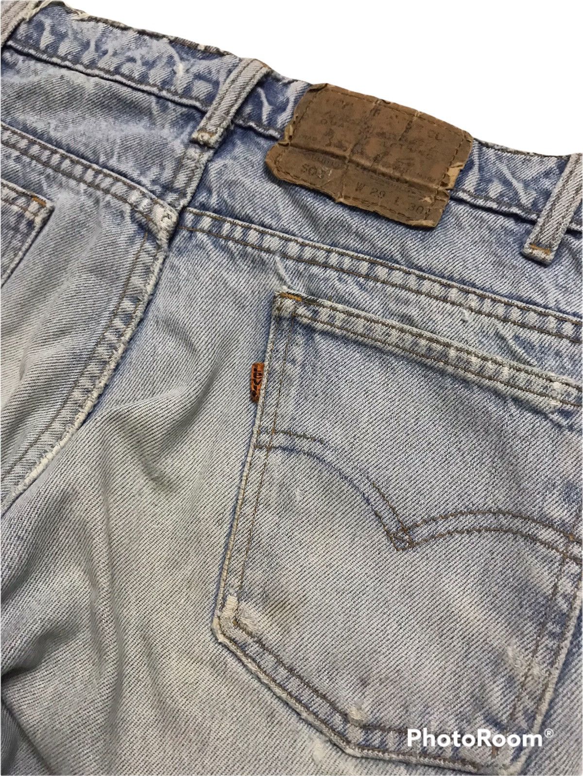 Handmade 🔥Vintage Levi’s 505 Oren Tab Handmade Patchwork Leather Size US 28 / EU 44 - 8 Thumbnail