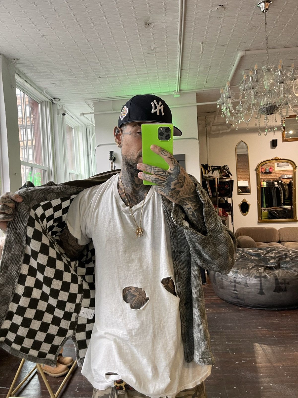 Enfants Riches Deprimes ERD 2018 NEW RUNWAY CHECKERED GRUNGE CARDIGAN SWEATER Size US L / EU 52-54 / 3 - 5 Thumbnail