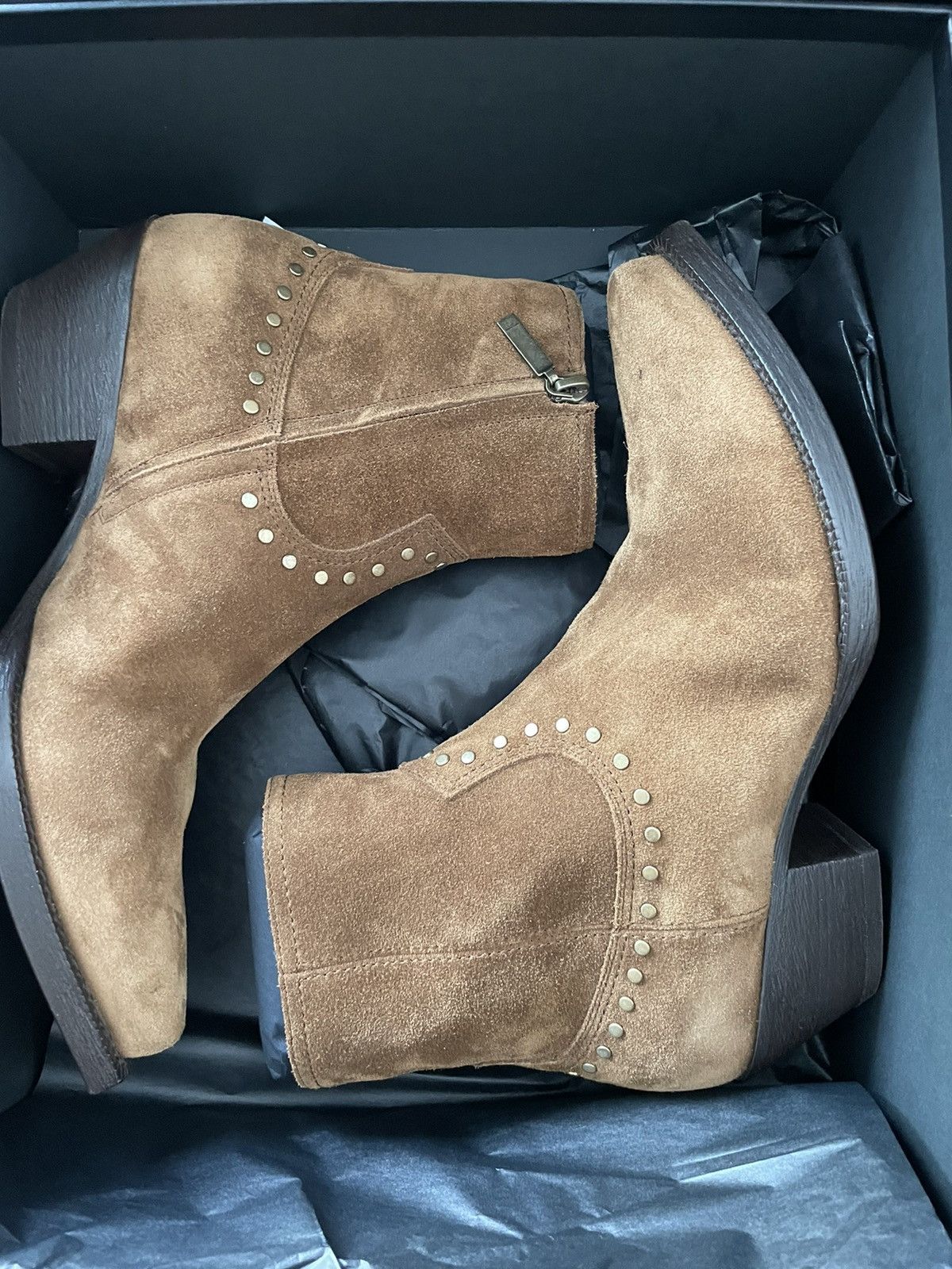 Hedi Slimane × Saint Laurent Paris × Yves Saint Laurent Rare Brand NEW Sold Out Suede Leather Studded Lukas Boots Size US 10.5 / EU 43-44 - 22 Thumbnail