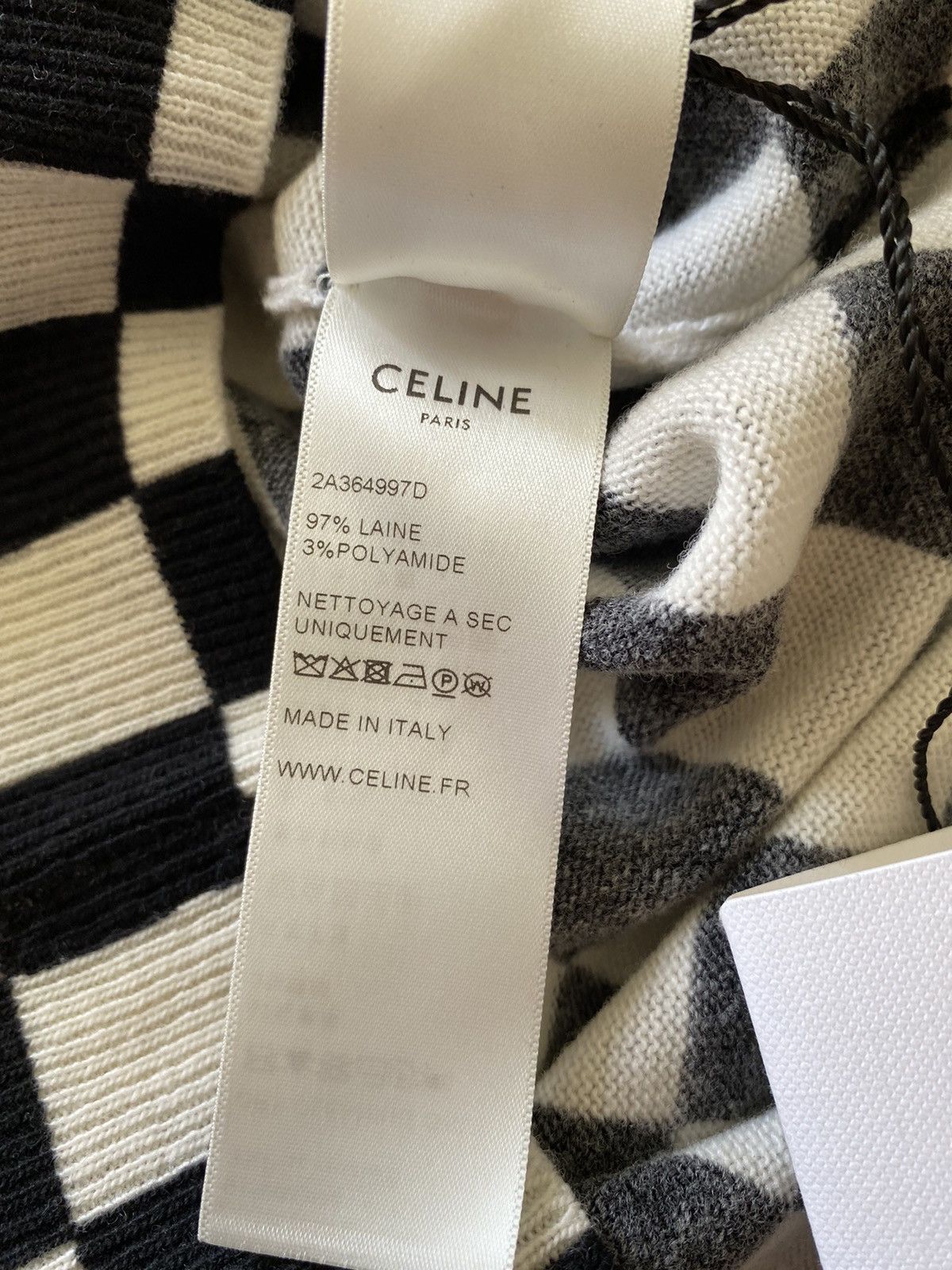 Celine 😍😍 Celine damier checker wool knit sweater polo Hedi Slimane Size US M / EU 48-50 / 2 - 14 Thumbnail