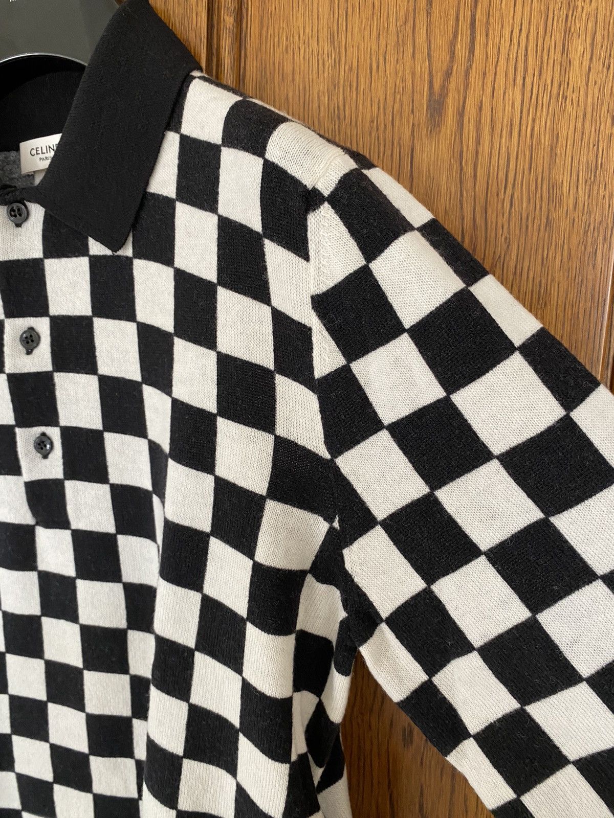 Celine 😍😍 Celine damier checker wool knit sweater polo Hedi Slimane Size US M / EU 48-50 / 2 - 16 Thumbnail