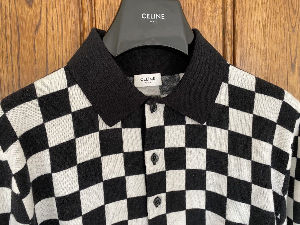 Celine 😍😍 Celine damier checker wool knit sweater polo Hedi Slimane Size US M / EU 48-50 / 2 - 17 Thumbnail
