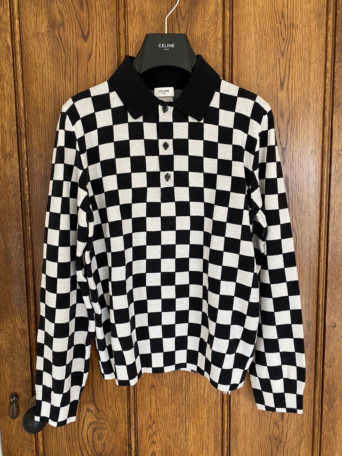 Celine 😍😍 Celine damier checker wool knit sweater polo Hedi Slimane Size US M / EU 48-50 / 2 - 1 Thumbnail