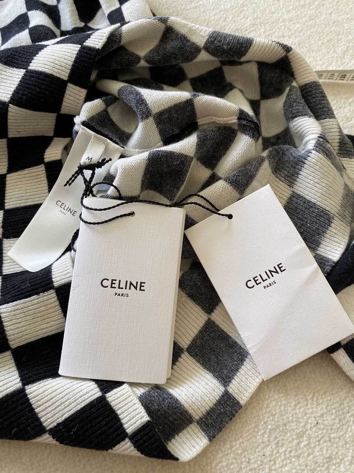 Celine 😍😍 Celine damier checker wool knit sweater polo Hedi Slimane Size US M / EU 48-50 / 2 - 2 Thumbnail