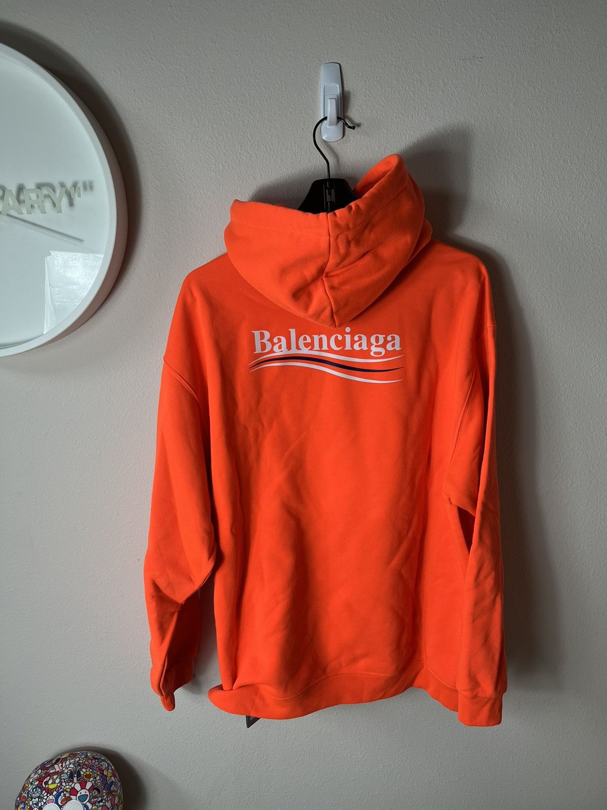 Balenciaga Political Campaign Medium Fit Hoodie Fluo Orange