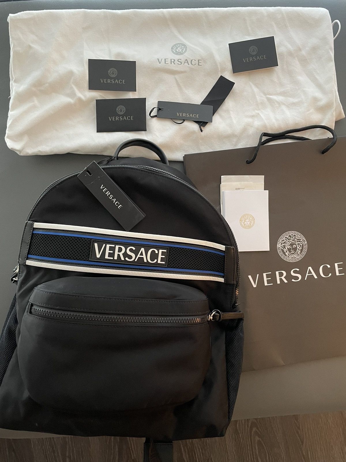 Versace New Super Runway Limited Edition Versace Logo Backpack Bag Size ONE SIZE - 15 Thumbnail