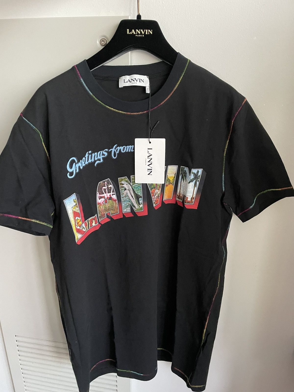 image of Lanvin Super Runway Logo Tee T-Shirt Limited Edition in Black, Men's (Size Large)
