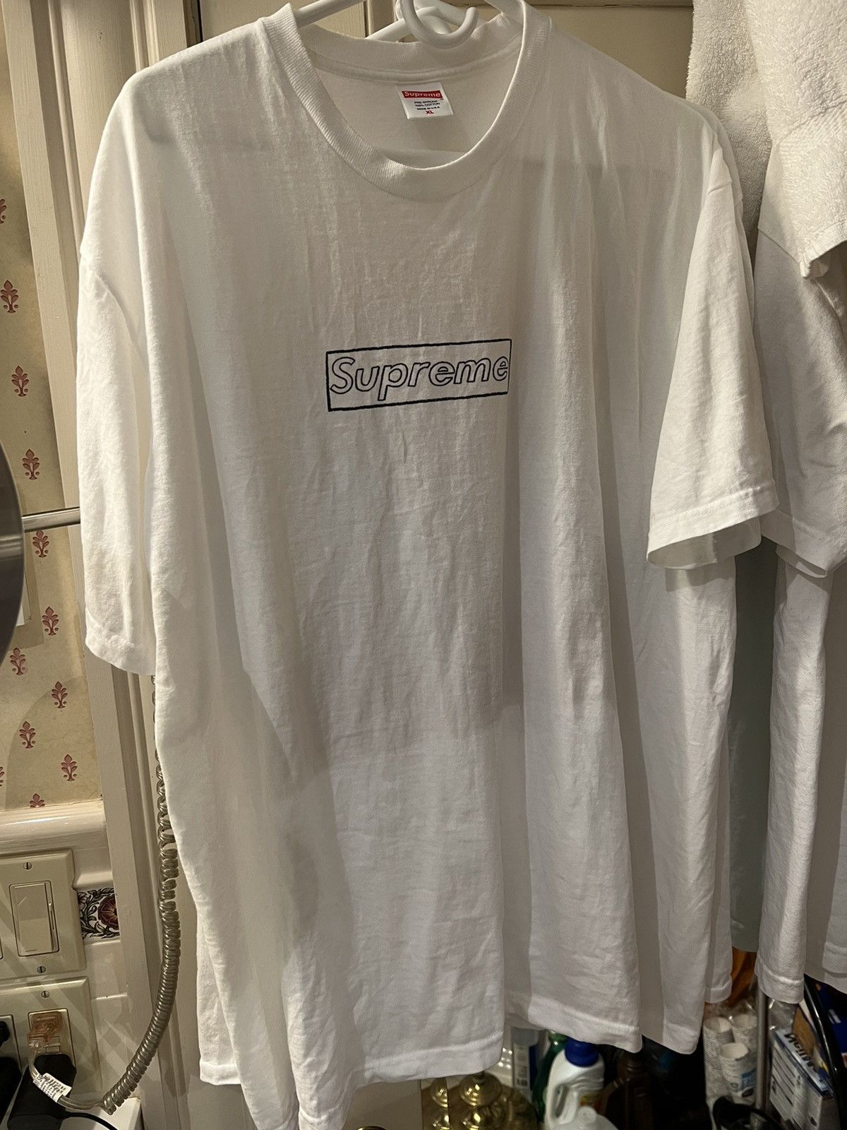 image of Supreme Kaws Chalk Box Logo Tee in White, Men's (Size XL)