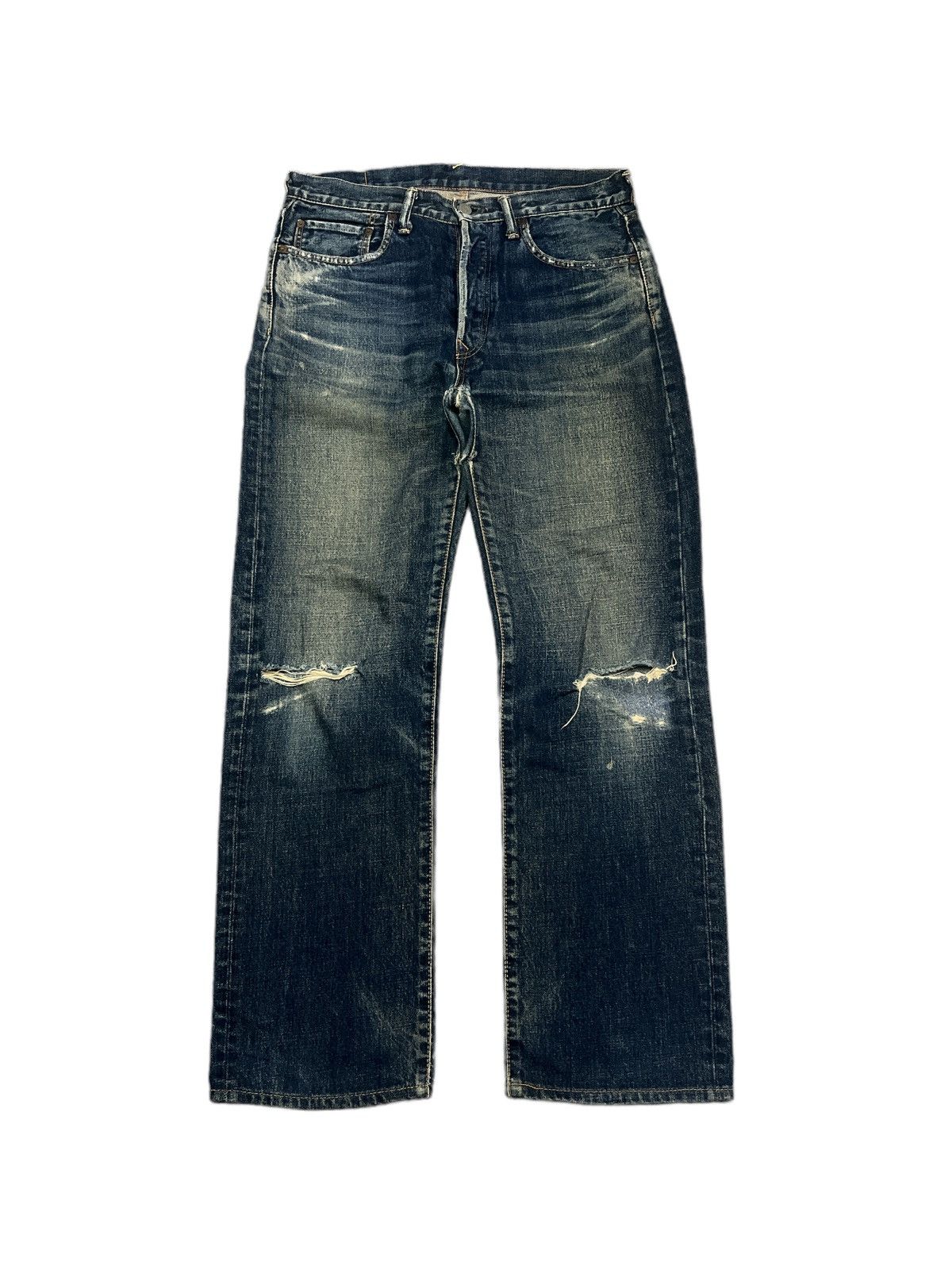 image of 45Rpm x Distressed Denim 45 Rpm Thrashed Distressed Denim Pant in Blue, Men's (Size 32)