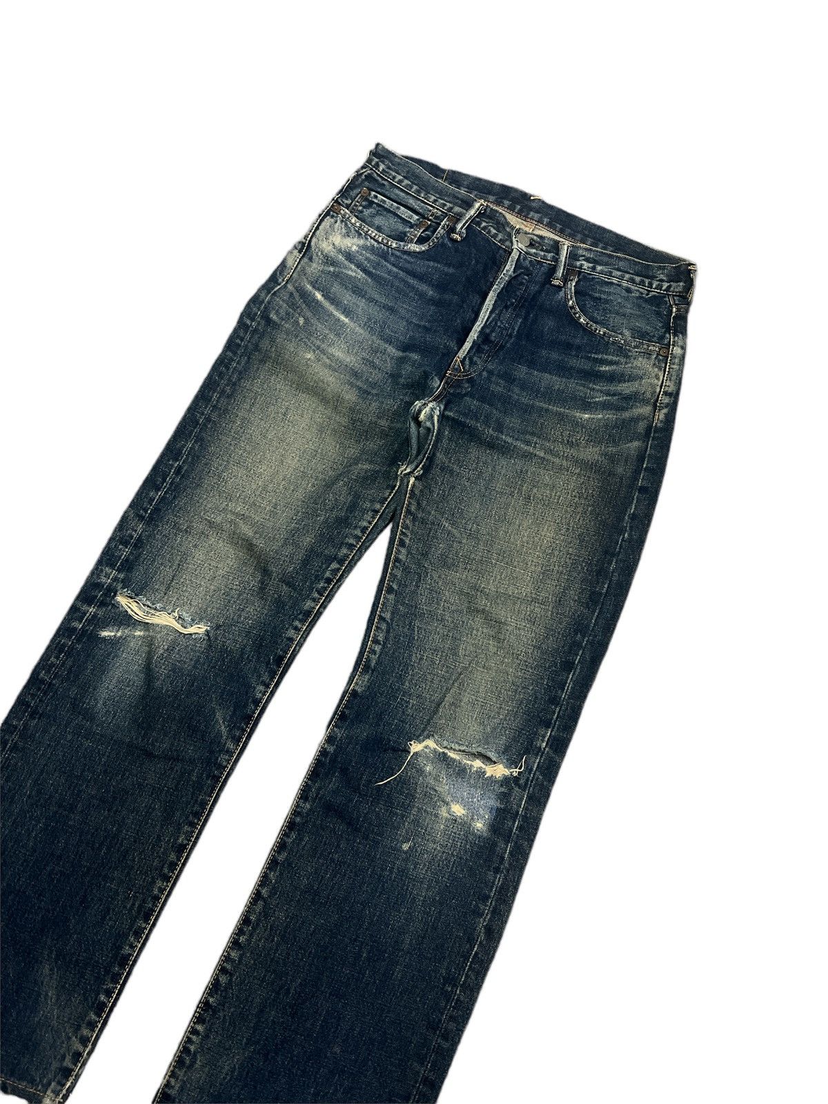 45rpm × Vintage 45 RPM THRASHED DISTRESSED DENIM PANT Size US 32 / EU 48 - 4 Thumbnail