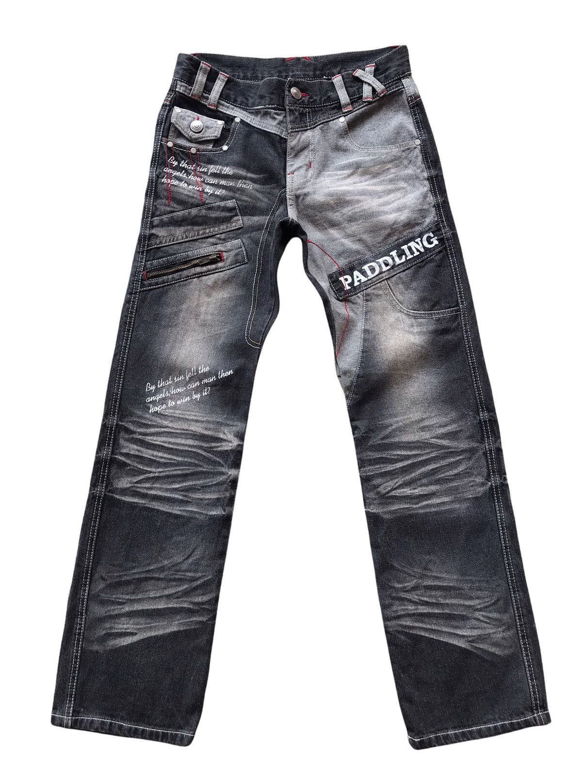 Japanese Brand UNBRANDED JAPAN Patchwork Multi-Pocket Distressed Jeans Size US 31 - 1 Thumbnail