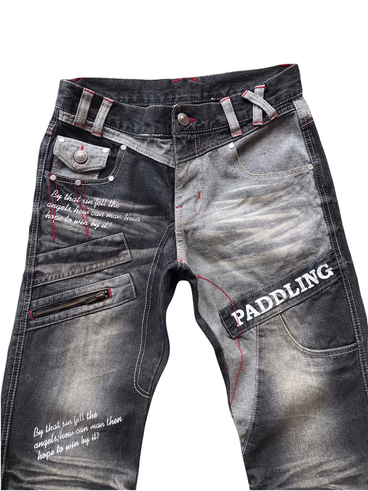 Japanese Brand UNBRANDED JAPAN Patchwork Multi-Pocket Distressed Jeans Size US 31 - 3 Thumbnail
