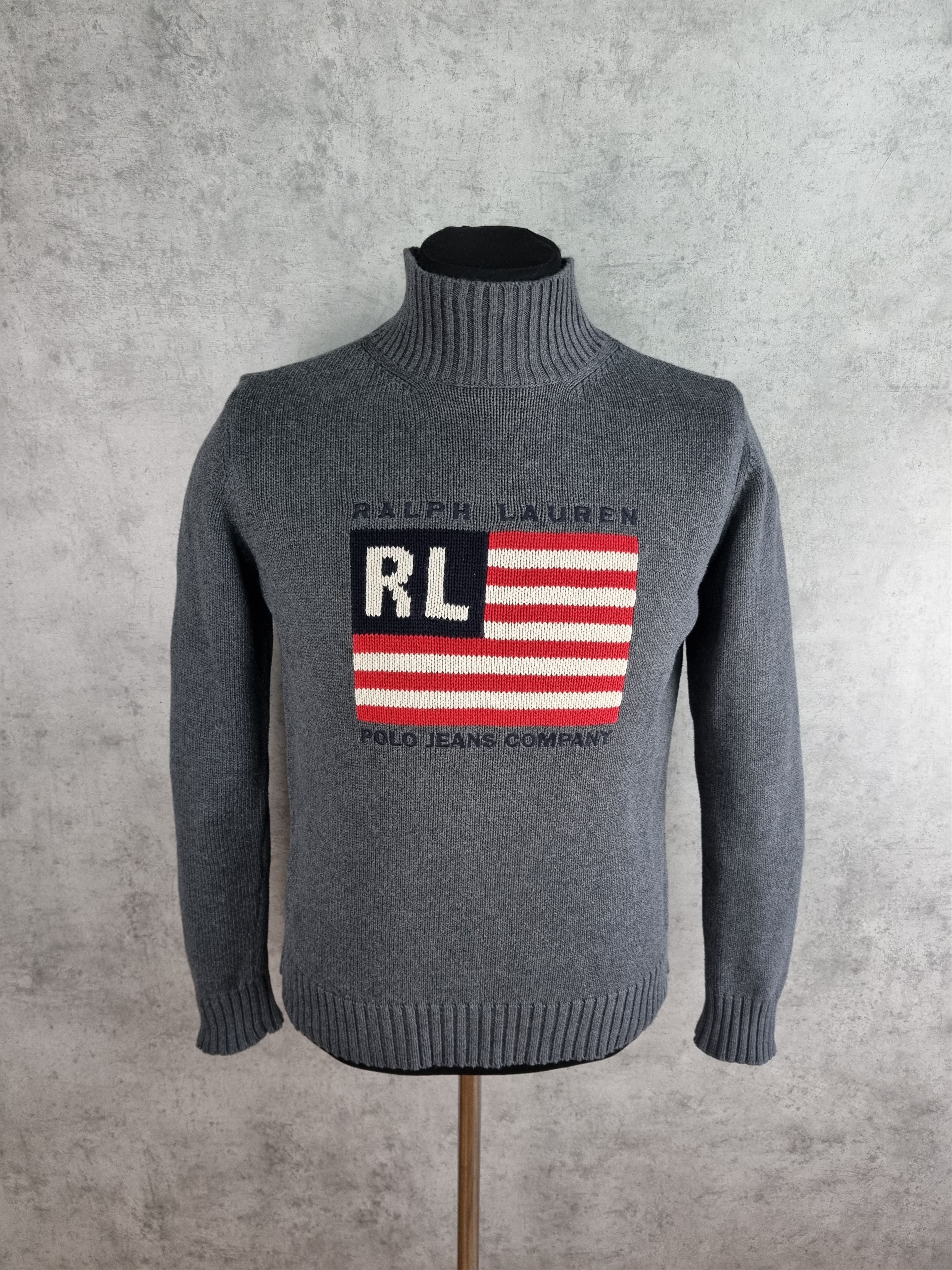 Polo Ralph Lauren × Ralph Lauren × Vintage 90s POLO Jeans Ralph Lauren USA Flag Knitted Sweater Size US M / EU 48-50 / 2 - 11 Thumbnail