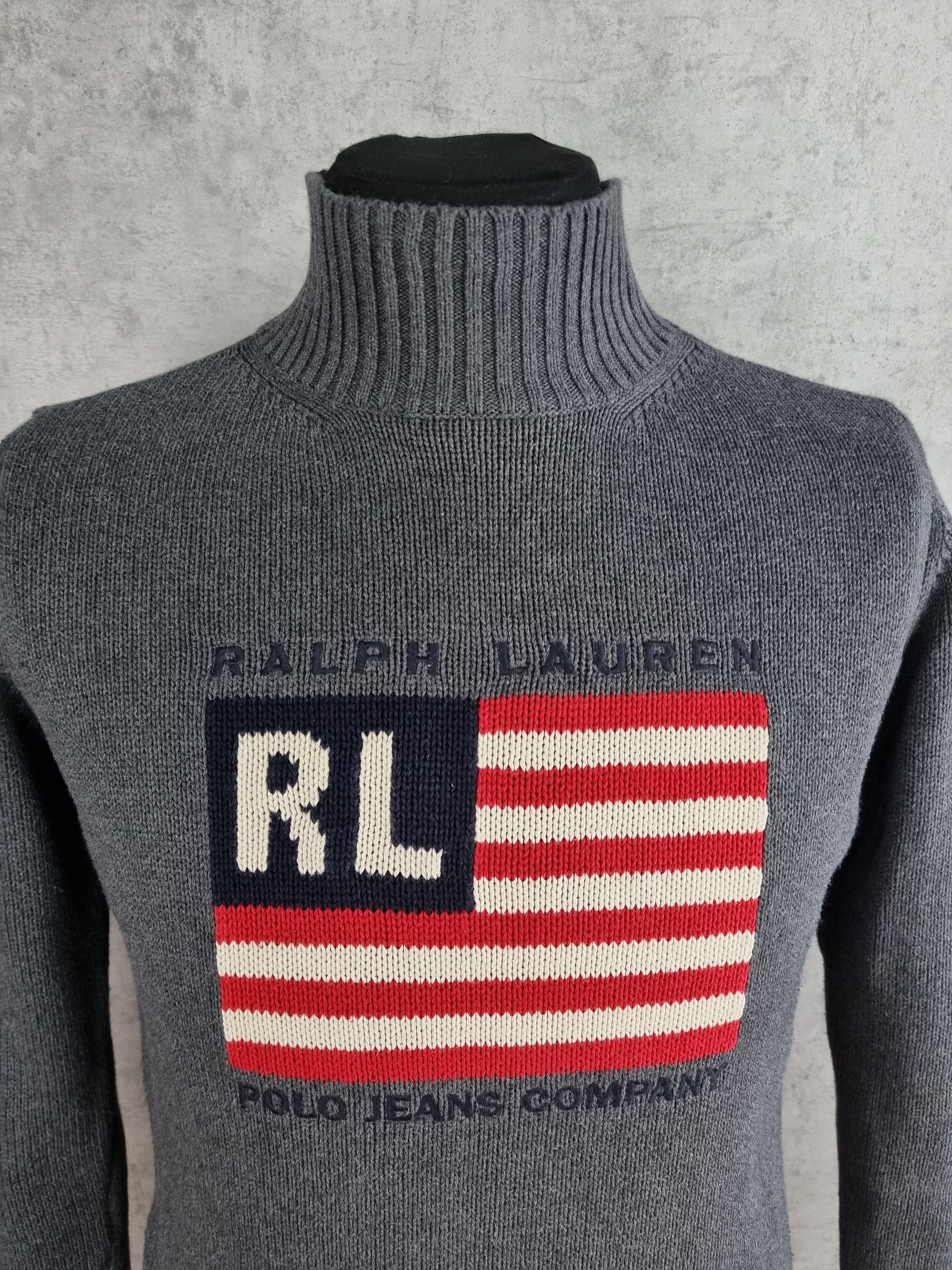 Polo Ralph Lauren × Ralph Lauren × Vintage 90s POLO Jeans Ralph Lauren USA Flag Knitted Sweater Size US M / EU 48-50 / 2 - 3 Thumbnail