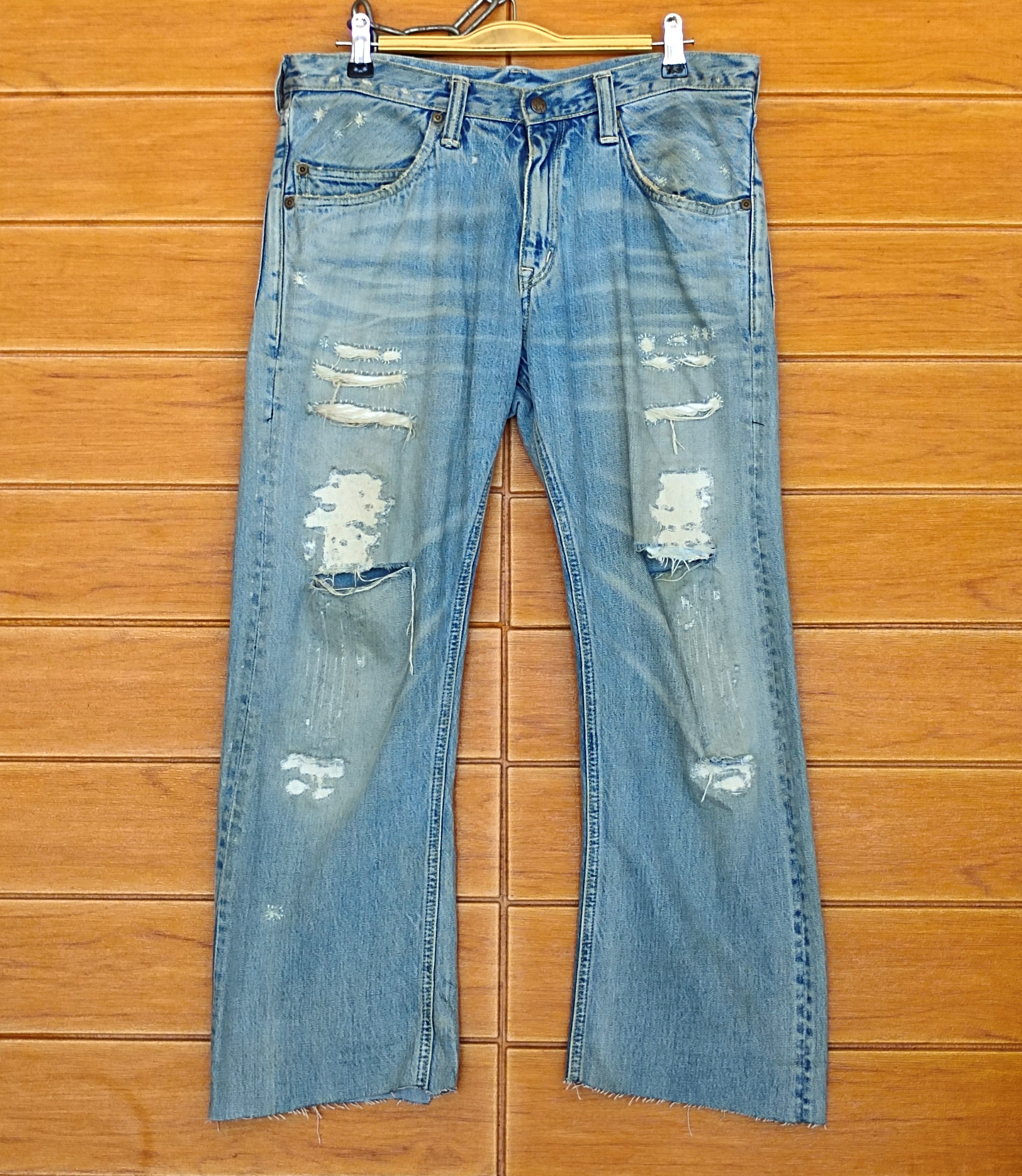 Kapital Blue Blue Japan Boro Faded Distress Denim Jeans Size US 31 - 1 Thumbnail