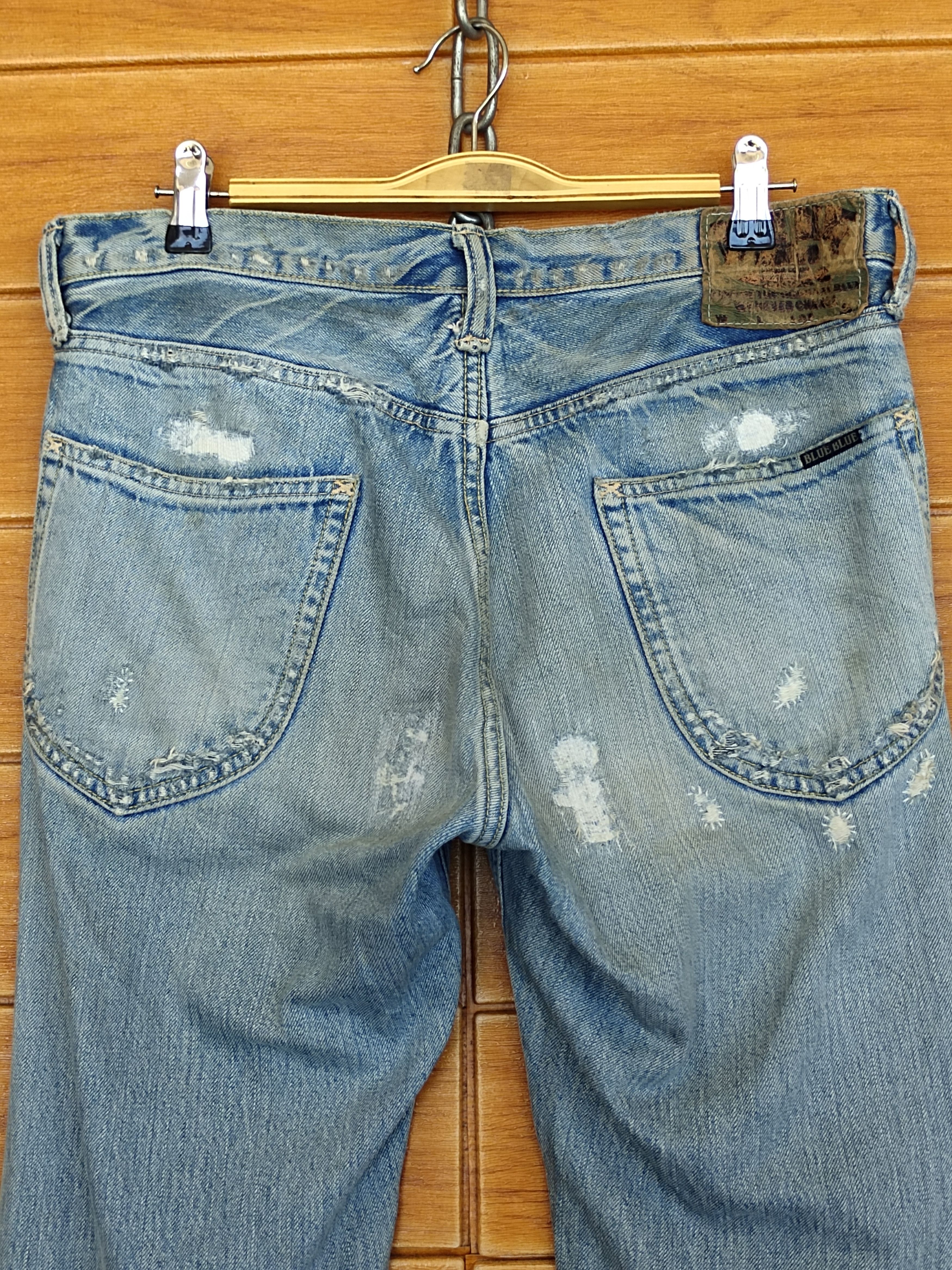 Kapital Blue Blue Japan Boro Faded Distress Denim Jeans Size US 31 - 12 Thumbnail