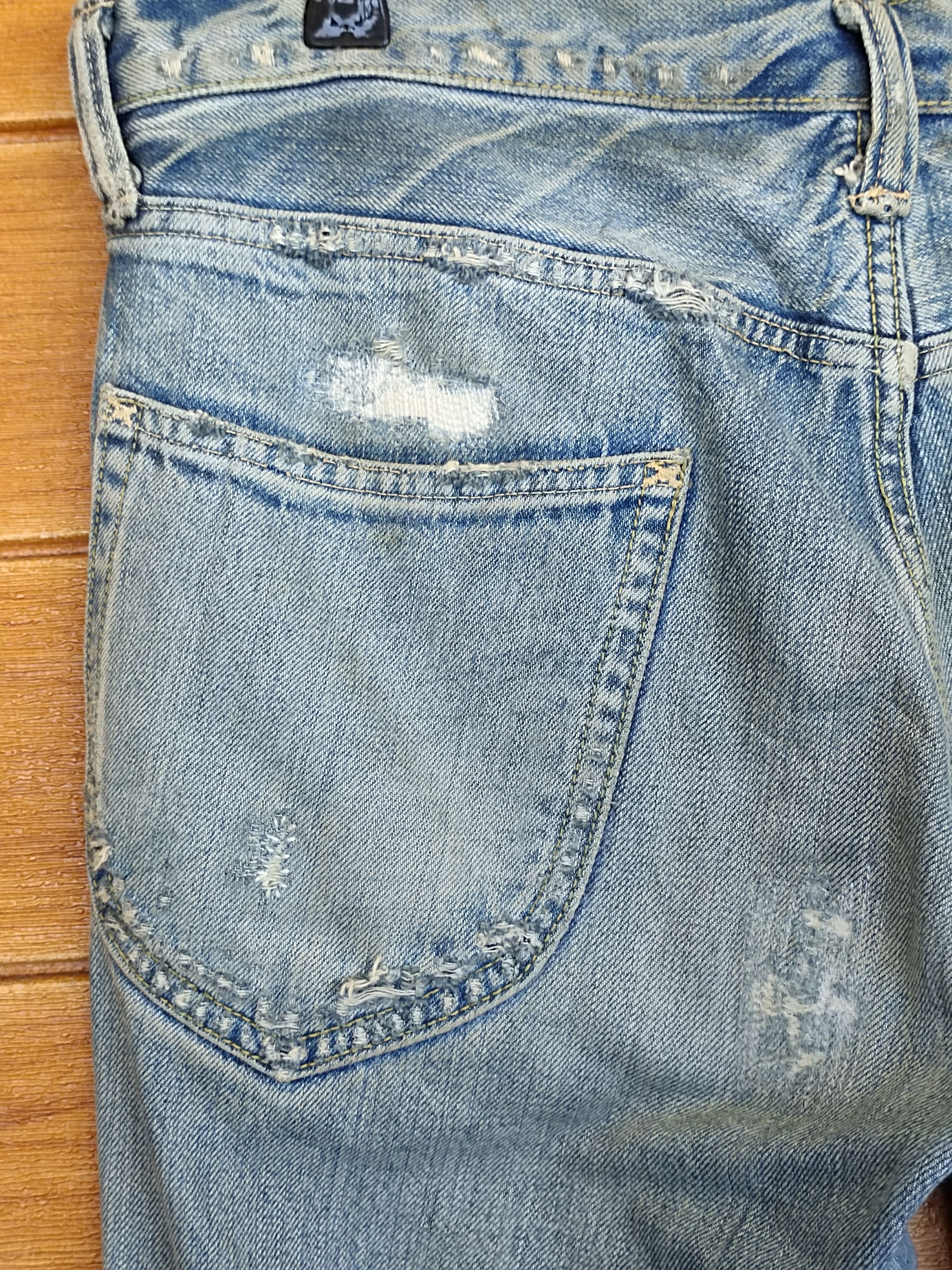 Kapital Blue Blue Japan Boro Faded Distress Denim Jeans Size US 31 - 14 Thumbnail