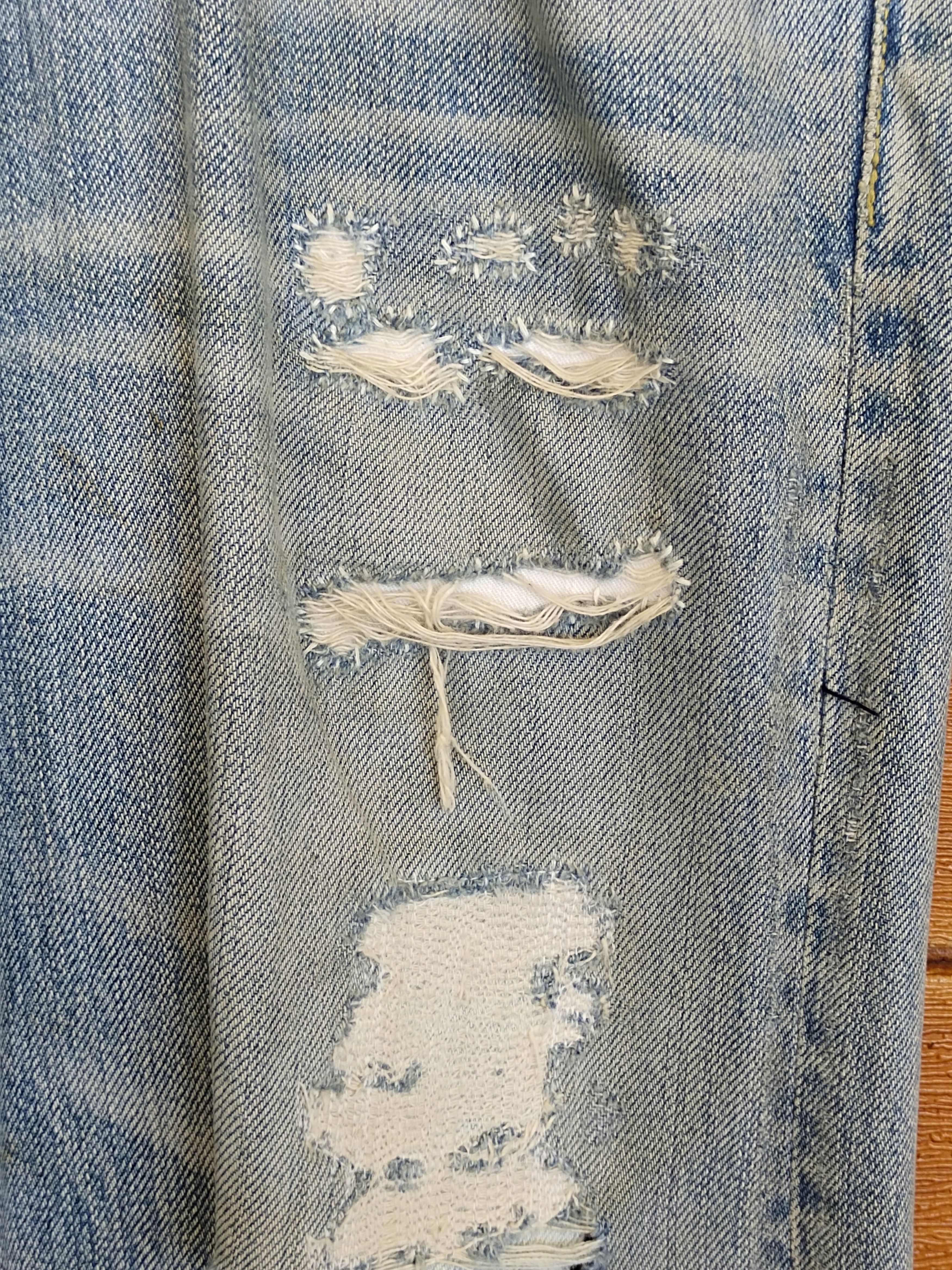 Kapital Blue Blue Japan Boro Faded Distress Denim Jeans Size US 31 - 5 Thumbnail