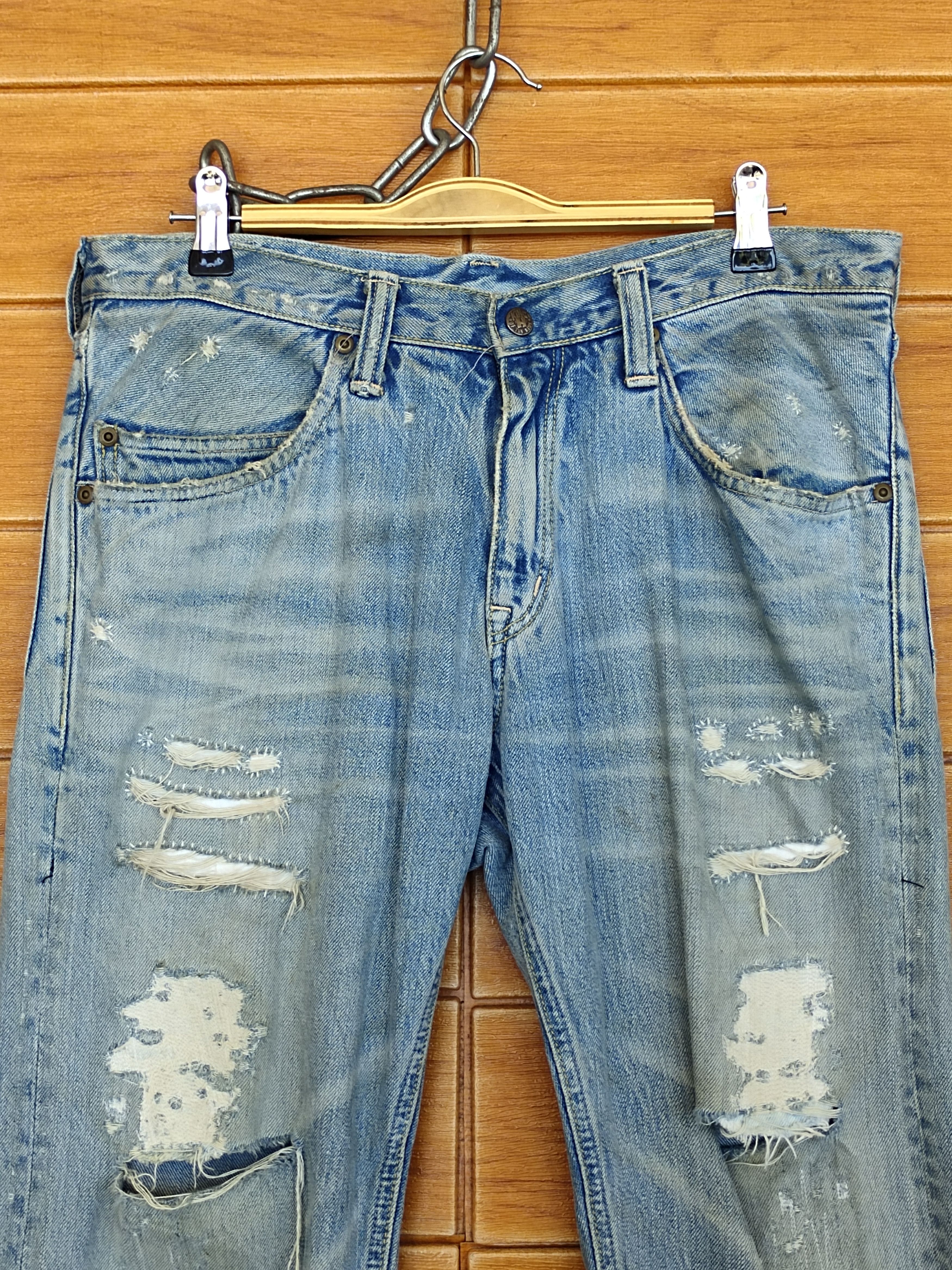 Kapital Blue Blue Japan Boro Faded Distress Denim Jeans Size US 31 - 2 Thumbnail