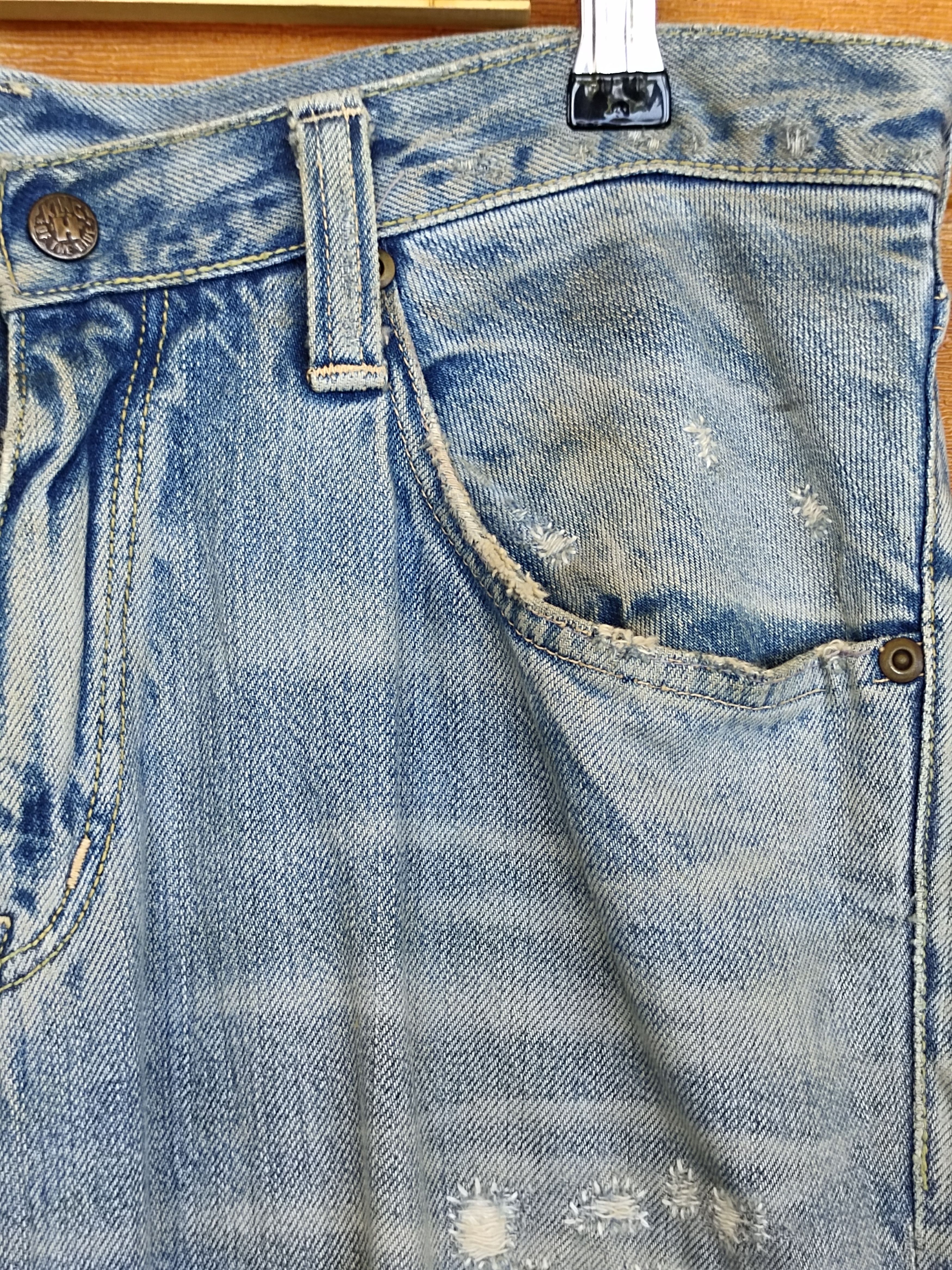 Kapital Blue Blue Japan Boro Faded Distress Denim Jeans Size US 31 - 3 Thumbnail