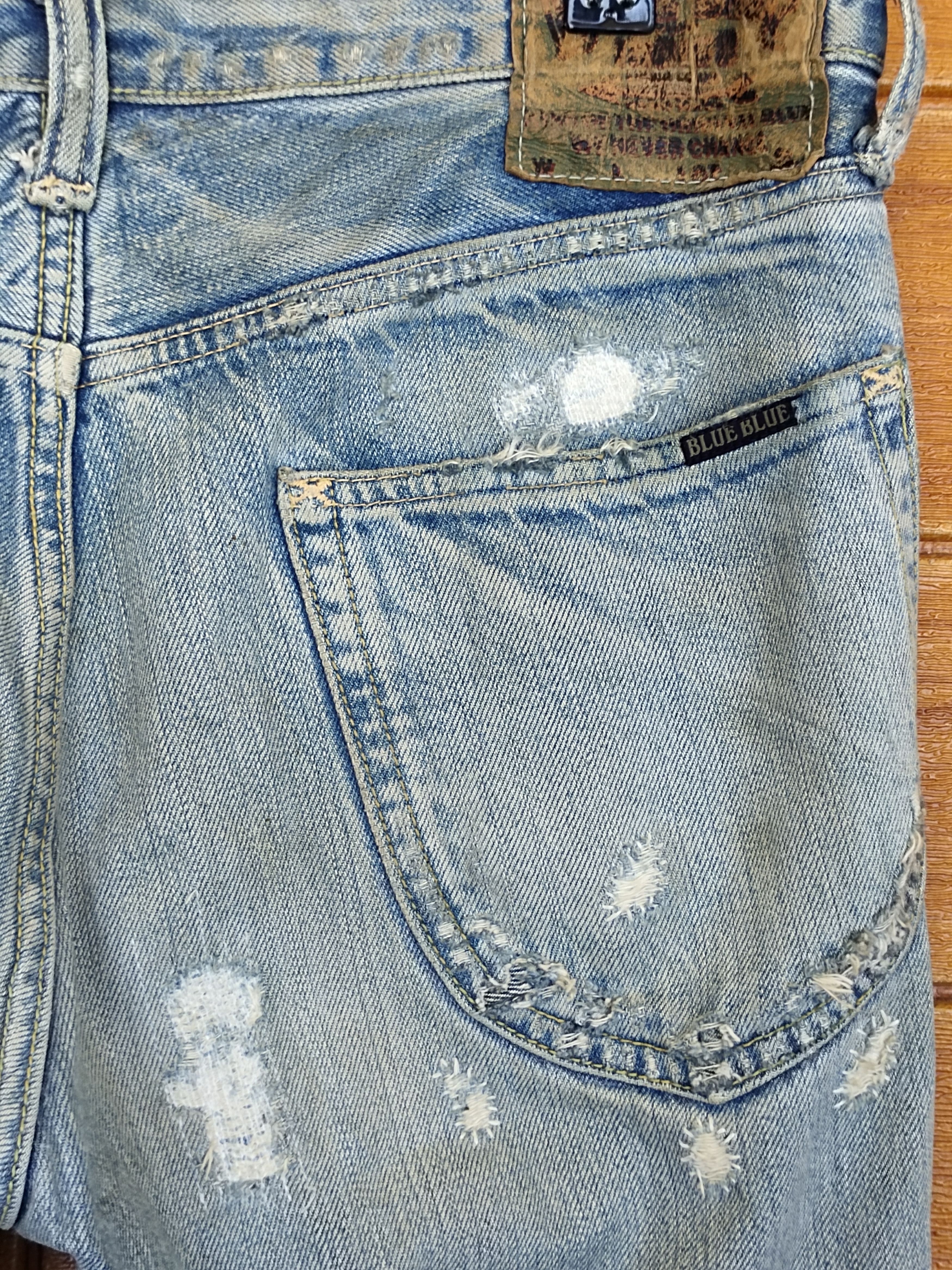 Kapital Blue Blue Japan Boro Faded Distress Denim Jeans Size US 31 - 13 Thumbnail
