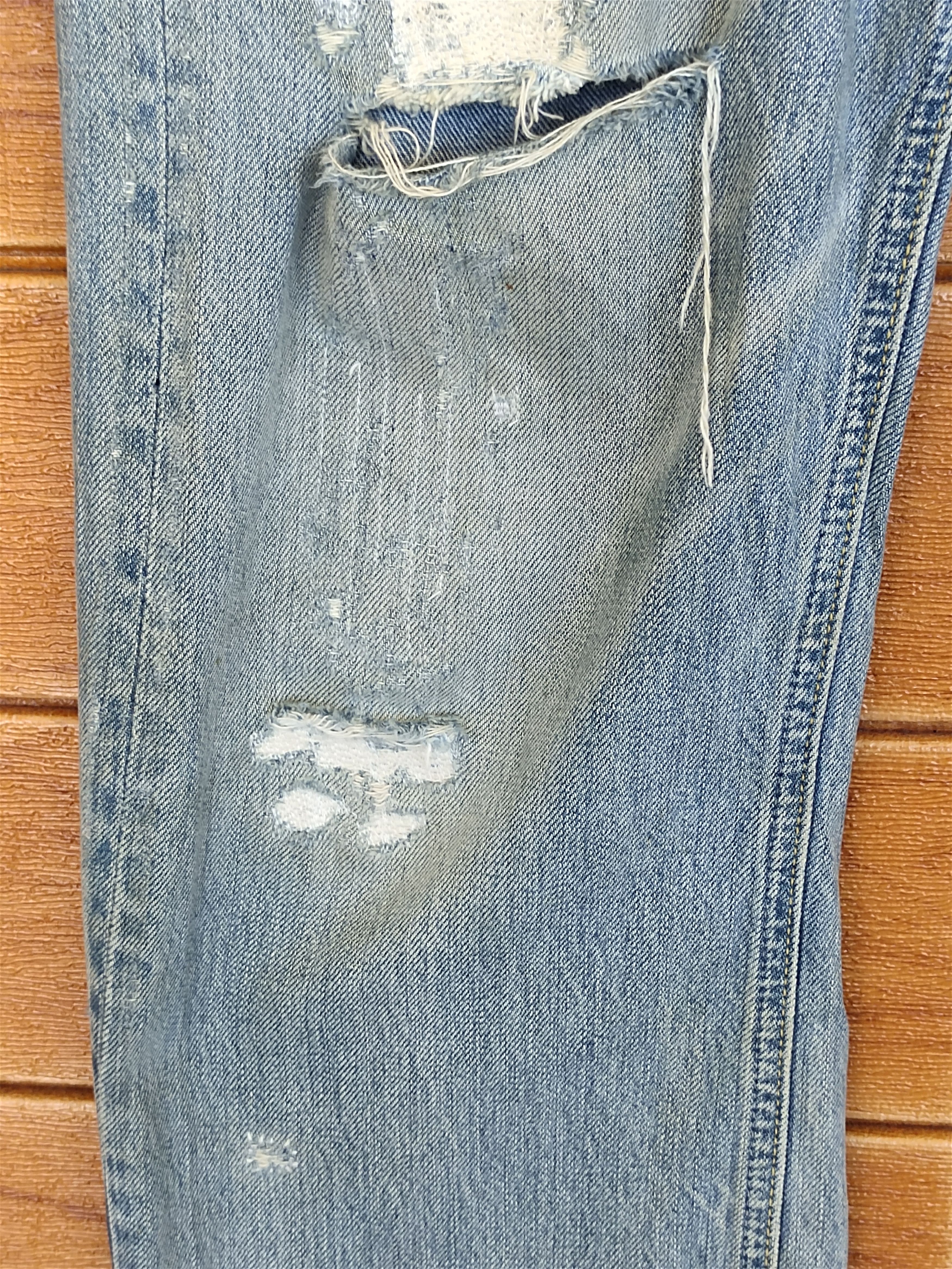 Kapital Blue Blue Japan Boro Faded Distress Denim Jeans Size US 31 - 8 Thumbnail