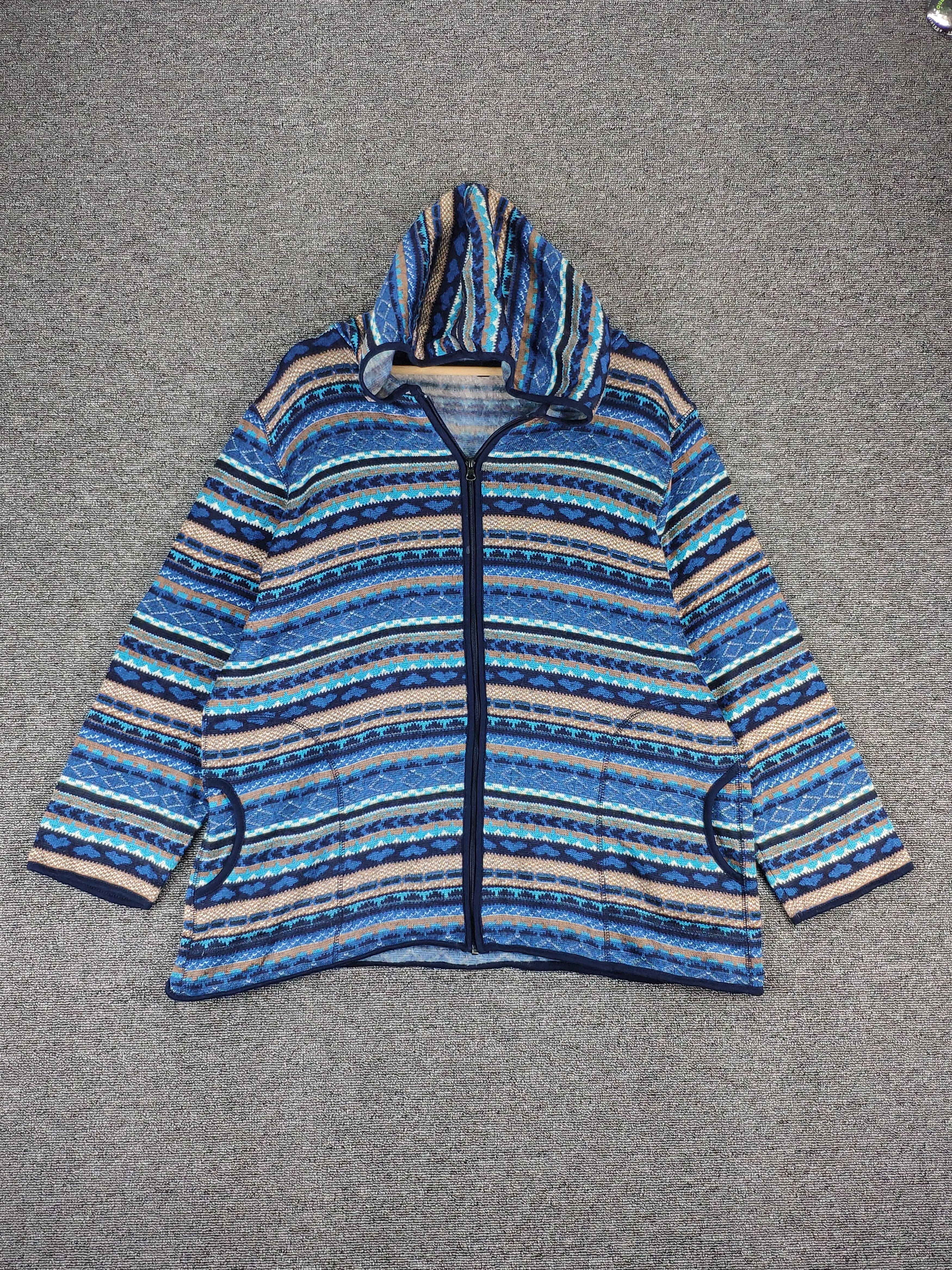 Japanese Brand × Vintage Steal 💥 Vintage Hoodie Jacket Native Striped Size US XL / EU 56 / 4 - 1 Thumbnail