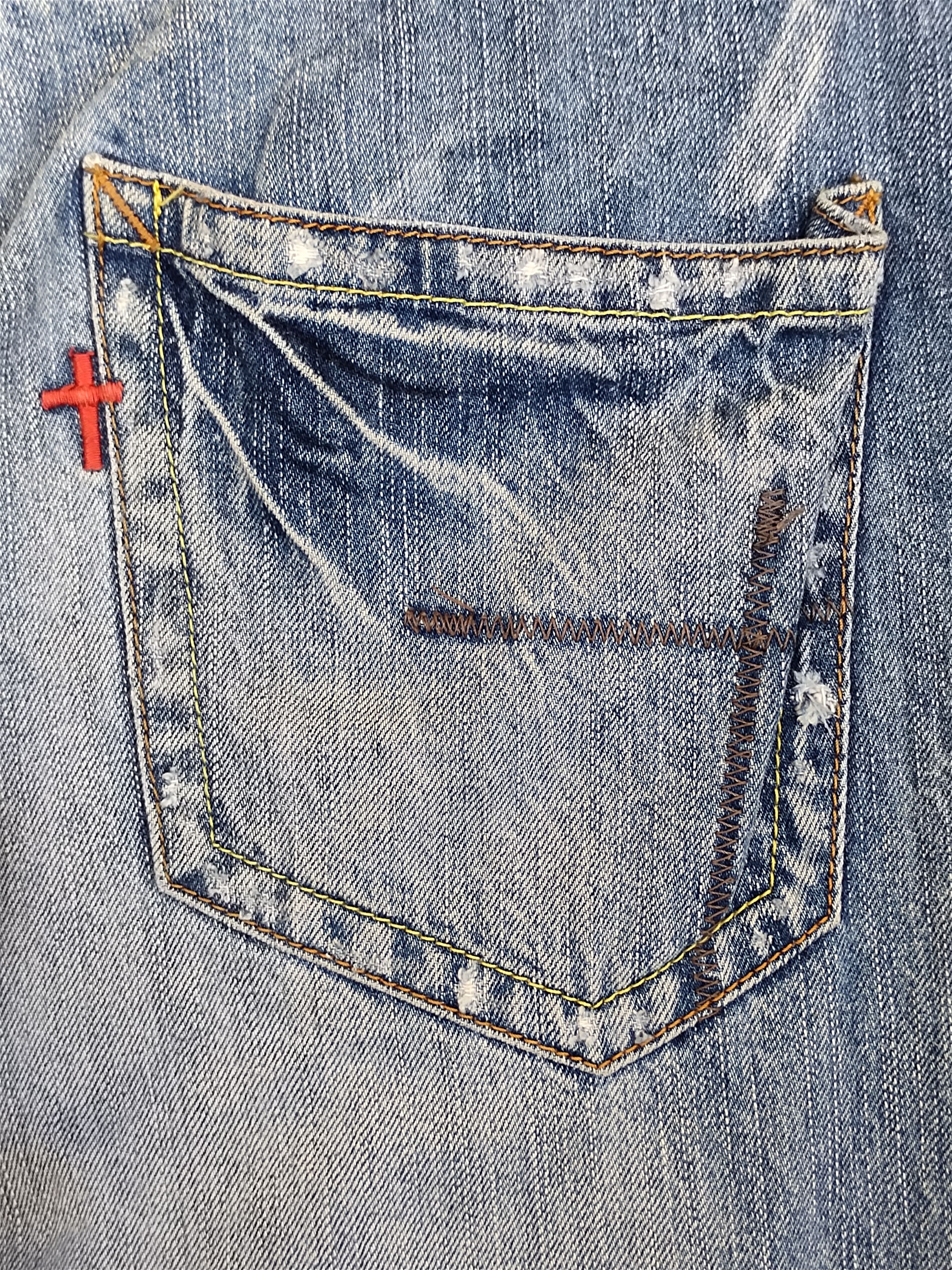 Kapital Genoese Japan Patchwork Distressed Denim Jeans Size US 35 - 13 Thumbnail