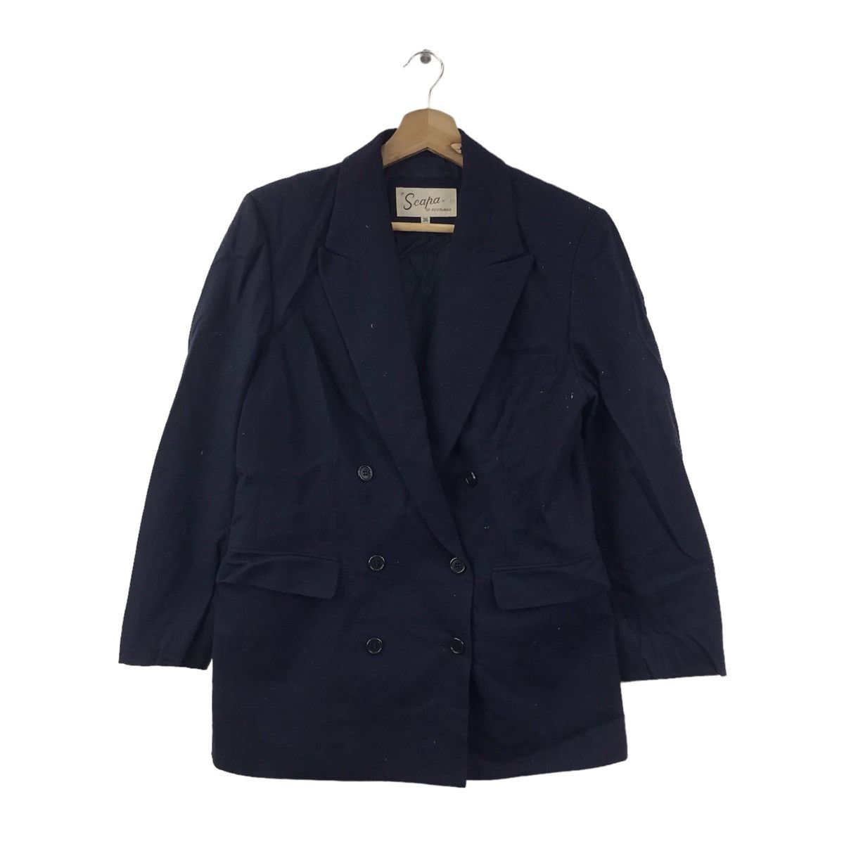 Vintage SCAPA Of SCOTLAND Plain Navy Coat Jacket Size S / US 4 / IT 40 - 1 Thumbnail