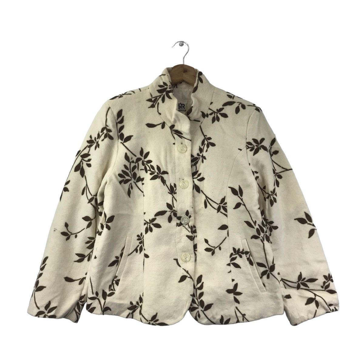 Vintage Vintage 90s SANRIKA TOKYO Leaf Branches Cream Coat Size XL / US 12-14 / IT 48-50 - 1 Thumbnail