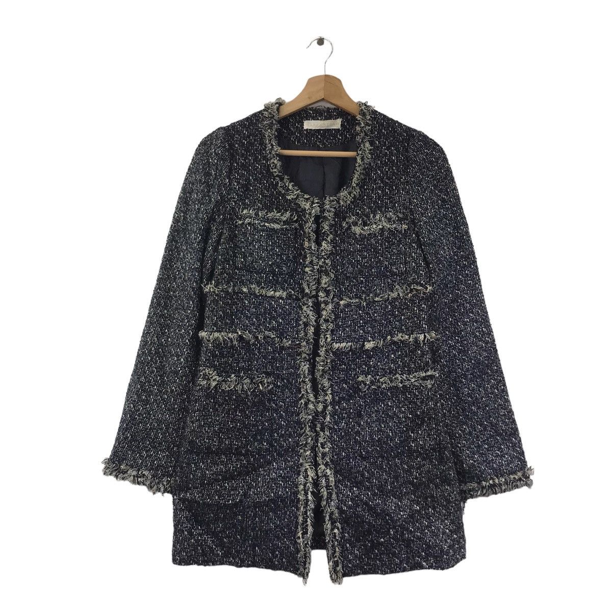 Vintage MERCURYDUO Grey Tweed Wool Overcoat Pocket Parka Size XS / US 0-2 / IT 36-38 - 1 Thumbnail