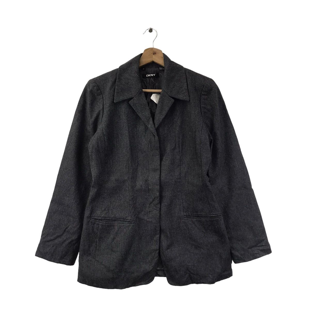 DKNY DONNA KARAN New York DKNY Plain Dark Grey Blazer Coat Jacket Size XS / US 0-2 / IT 36-38 - 1 Thumbnail